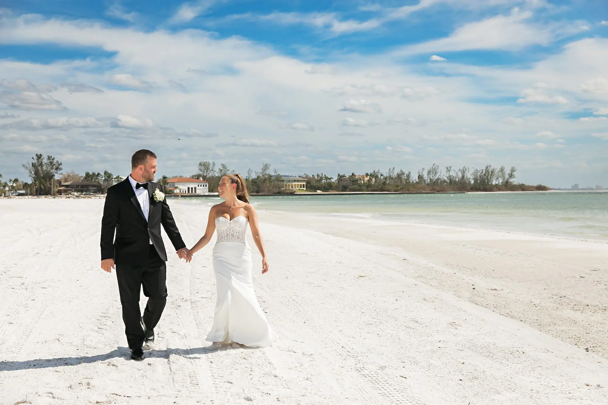 Bride and Groom Beach Wedding Portrait | Tampa Bay Photographer Limelight Photography | Event Venue The Resort at Longboat Key Club