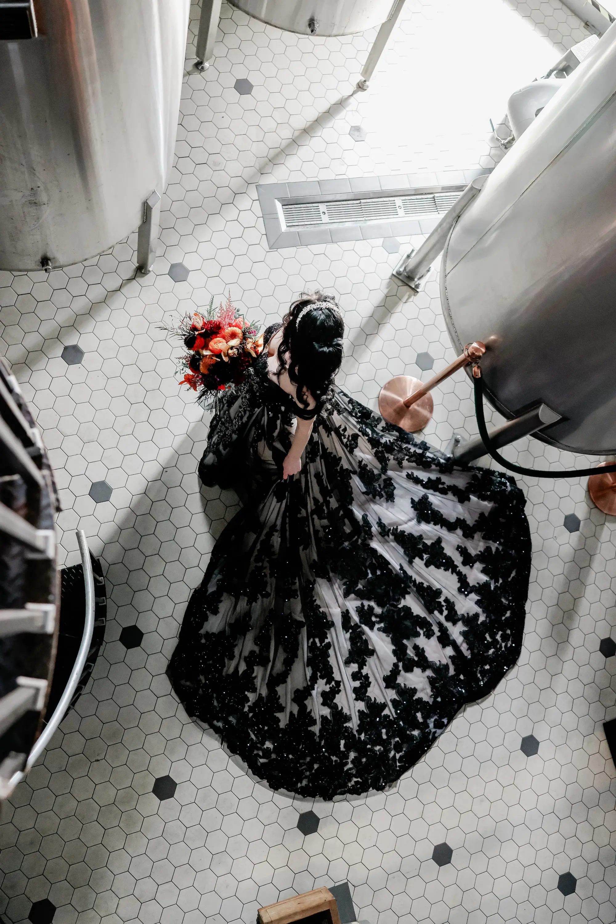 Black and White Lace Ballgown Wedding Dress Inspiration | Tampa Bay Hair and Makeup Artist Femme Akoi Beauty Studio | St Pete Event Venue Urban Stillhouse