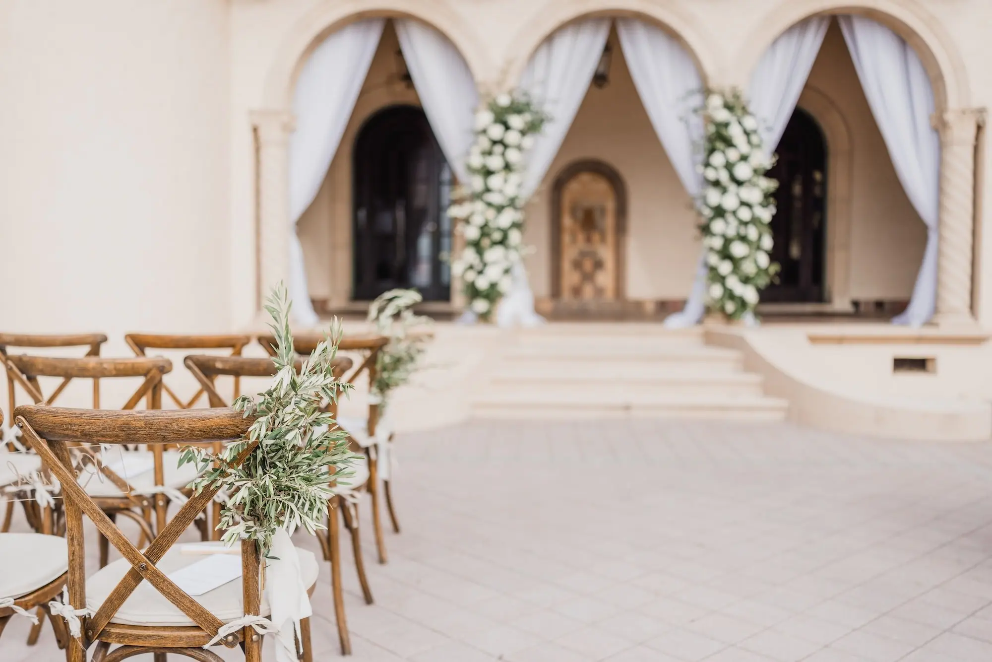 Italian Inspired Greenery Wedding Ceremony Decor Ideas | Tampa Bay Event Venue Powel Crosley Estate