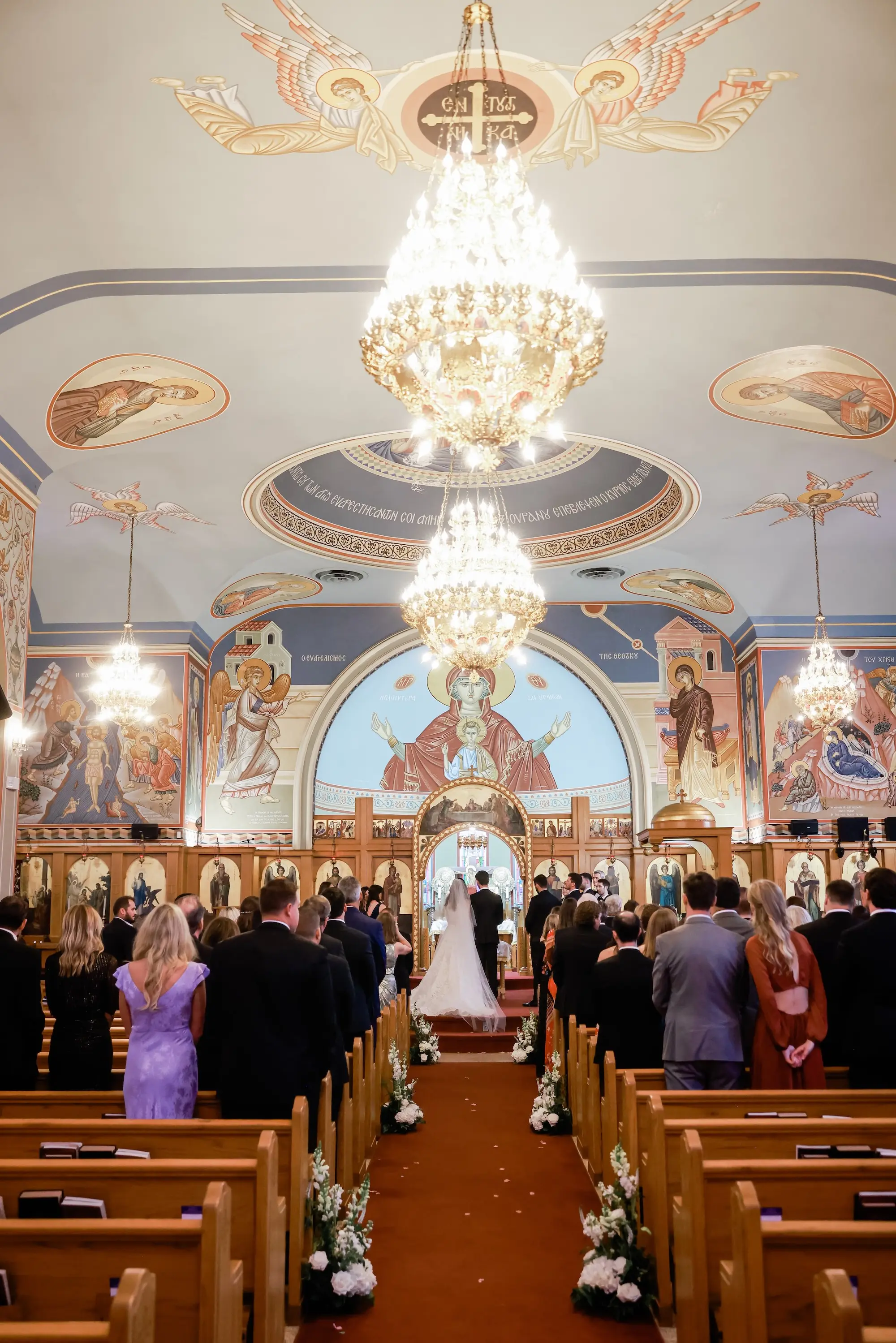 Bride and Groom Wedding Ceremony Portrait at Wedding Venue St. John Baptist Greek Orthodox Church | Tampa Bay Wedding Photographer Lifelong Photography Studio