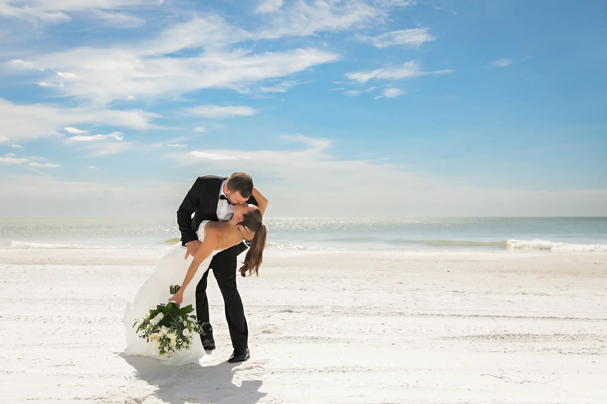 Bride and Groom Beach Wedding Portrait | Tampa Bay Photographer Limelight Photography | Event Venue The Resort at Longboat Key Club