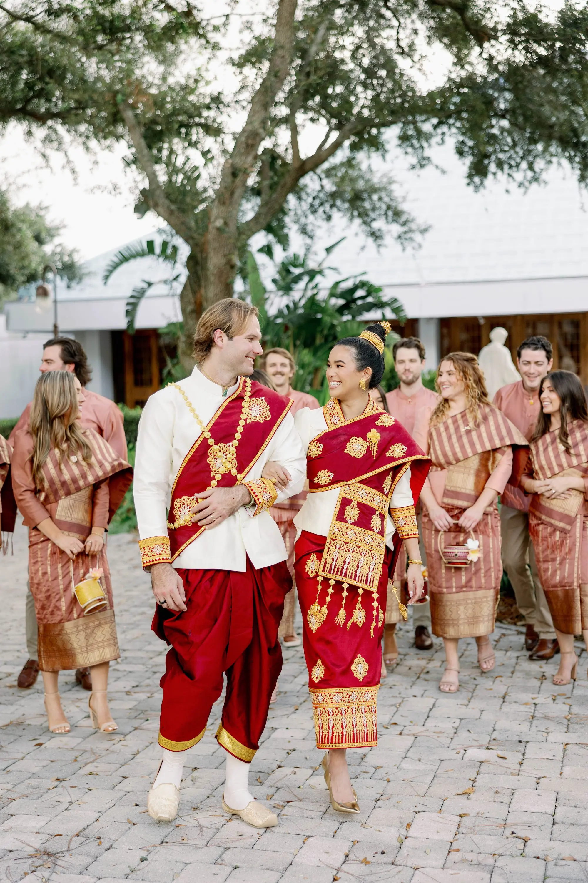 Red and Gold Laotian Inspired Wedding Attire Ideas | Tampa Bay Content Creator Behind The Vows