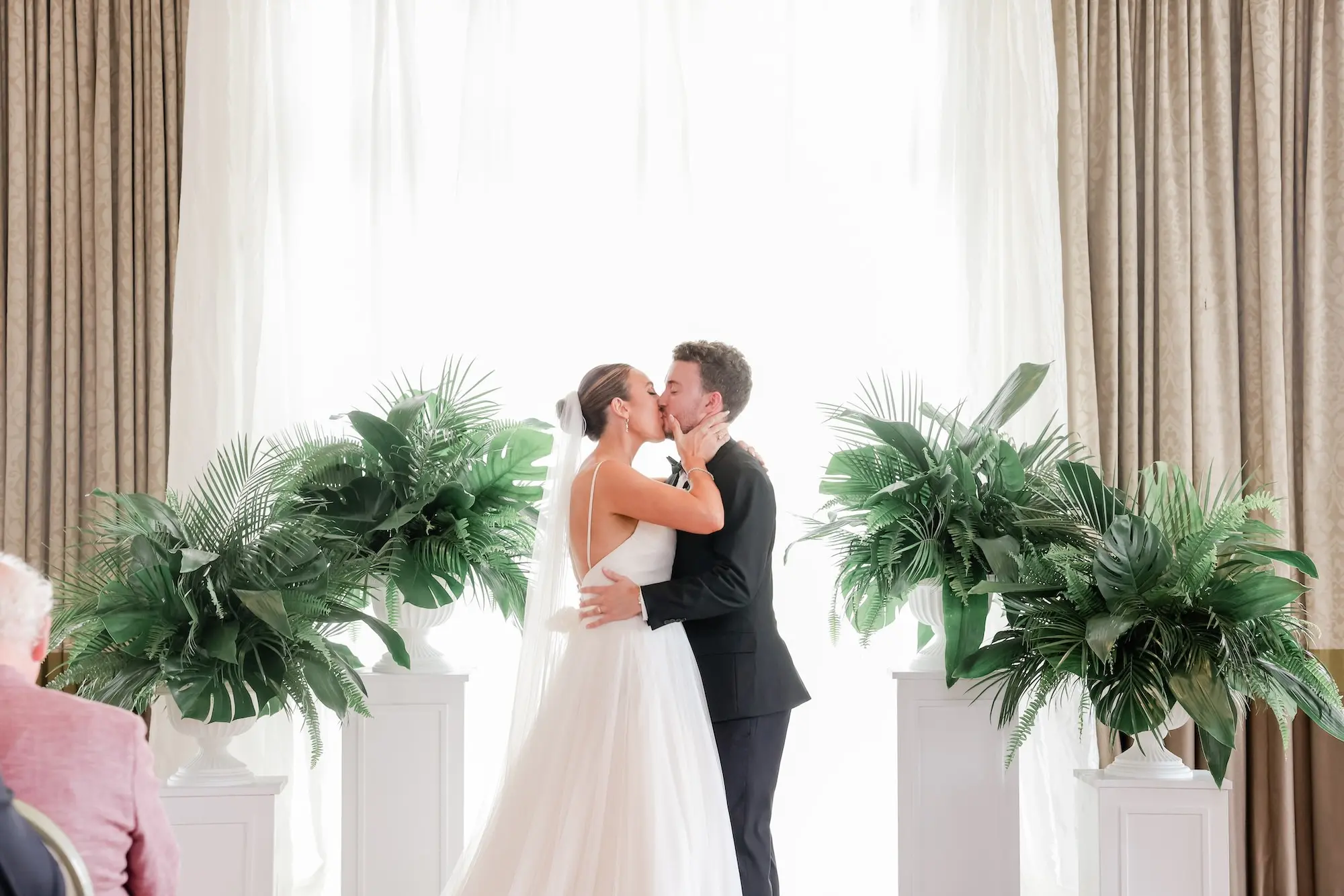 Tropical Green and White Downtown St. Pete Wedding | The Birchwood