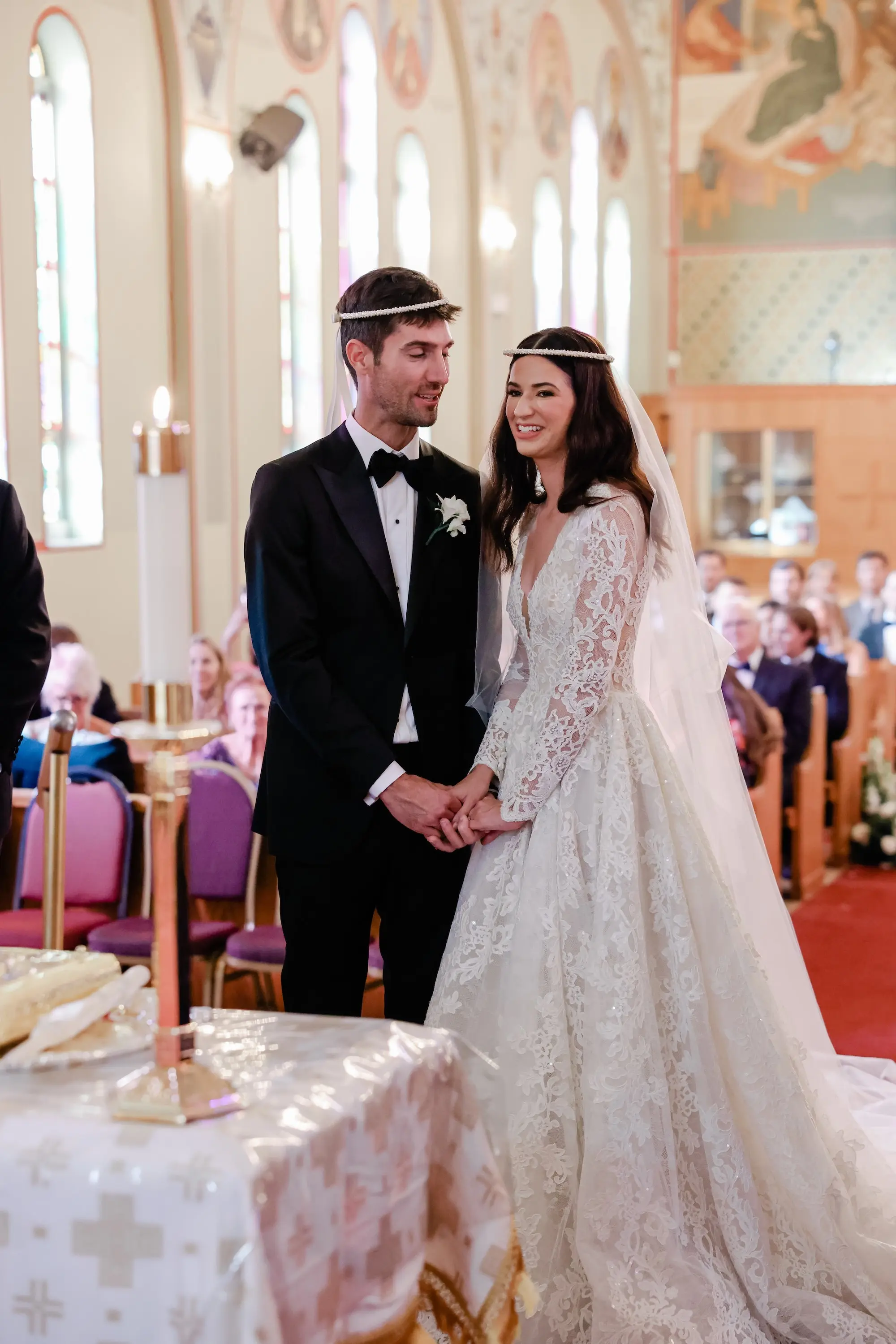 Bride and Groom Traditional Greek Orthodox Wedding Ceremony Inspiration | Wedding Ceremony Venue St. John Baptist Greek Orthodox Church | Tampa Bay Wedding Photographer Lifelong Photography Studio