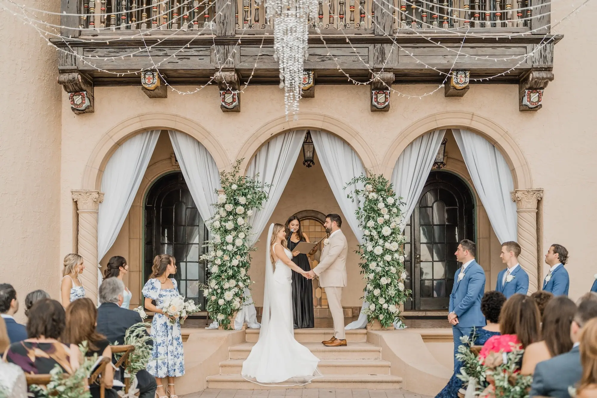 Romantic Italian Inspired Greenery Wedding Ceremony Decor Ideas | Tampa Bay Planner B Eventful | Sarasota Event Venue Powel Crosley Estate
