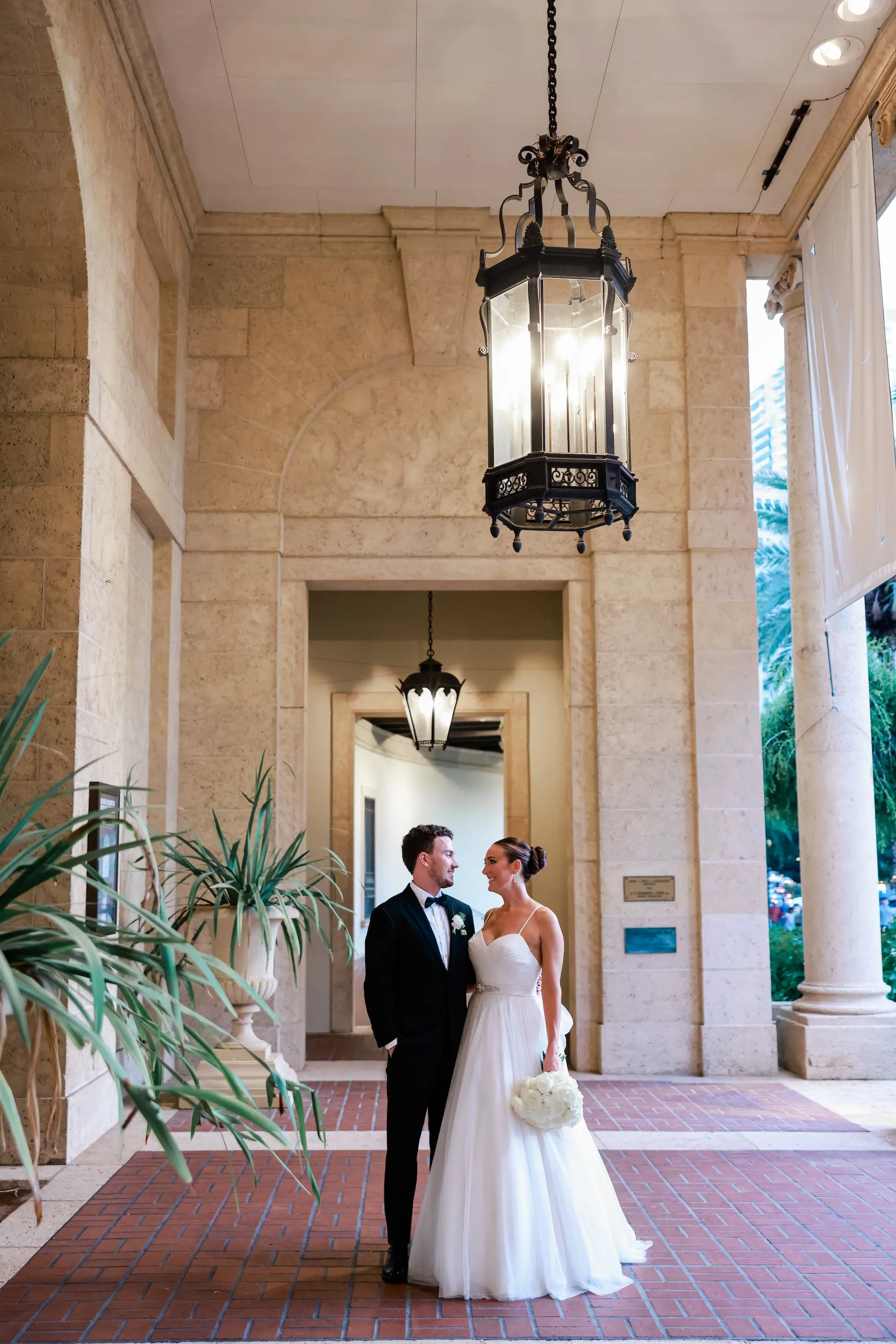 21Elegant Green White and Gold Ballroom Wedding jpg - Tropical Green and White Downtown St. Pete Wedding | The Birchwood Bride and Groom Wedding Portrait | St Pete Photographer Lifelong Photography Studio