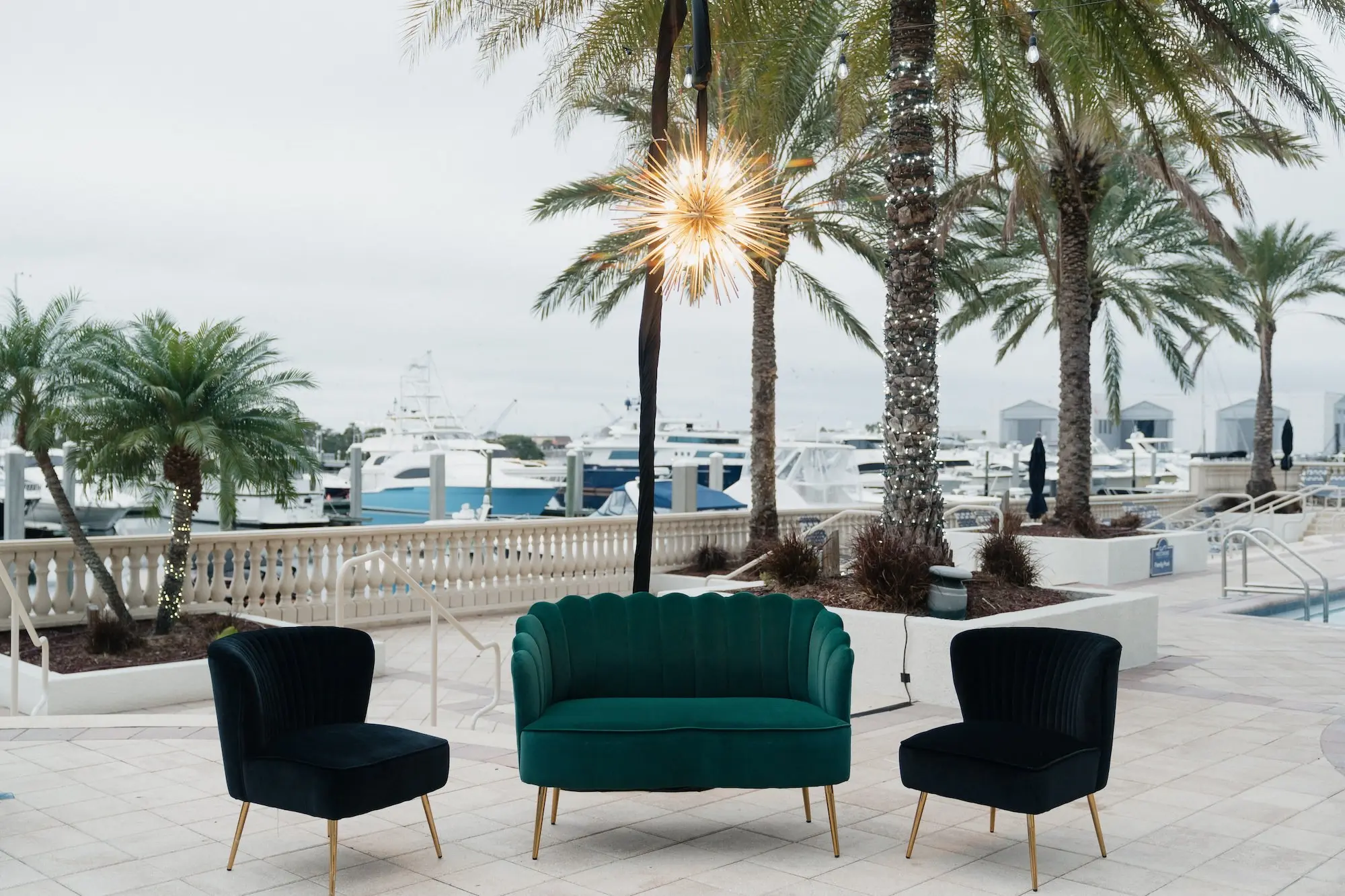 Black and Green Wedding Reception Lounge Seating Ideas | Tampa Bay Event Venue Westshore Yacht Club