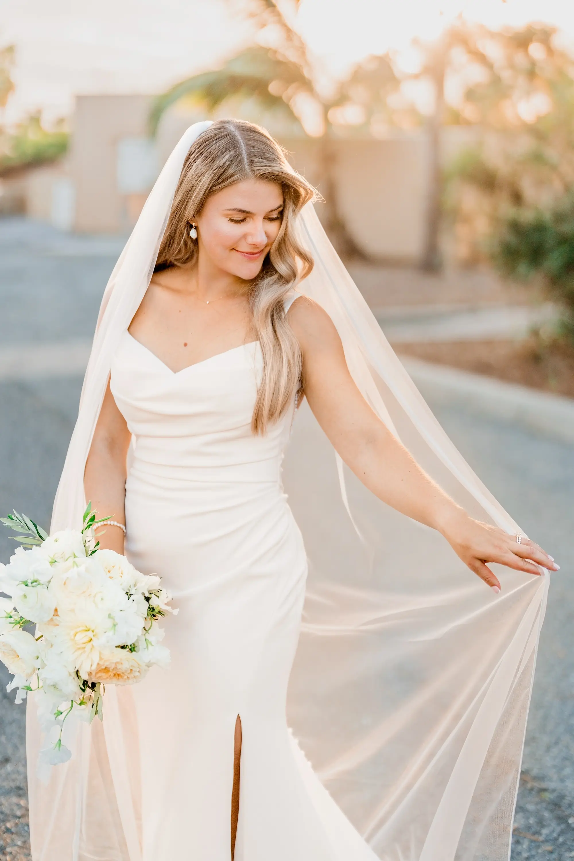 Elegant White Wedding Dress Inspiration | Romantic Bridal Hair Ideas | Sarasota Hair and Makeup Artist Femme Akoi Beauty Studio