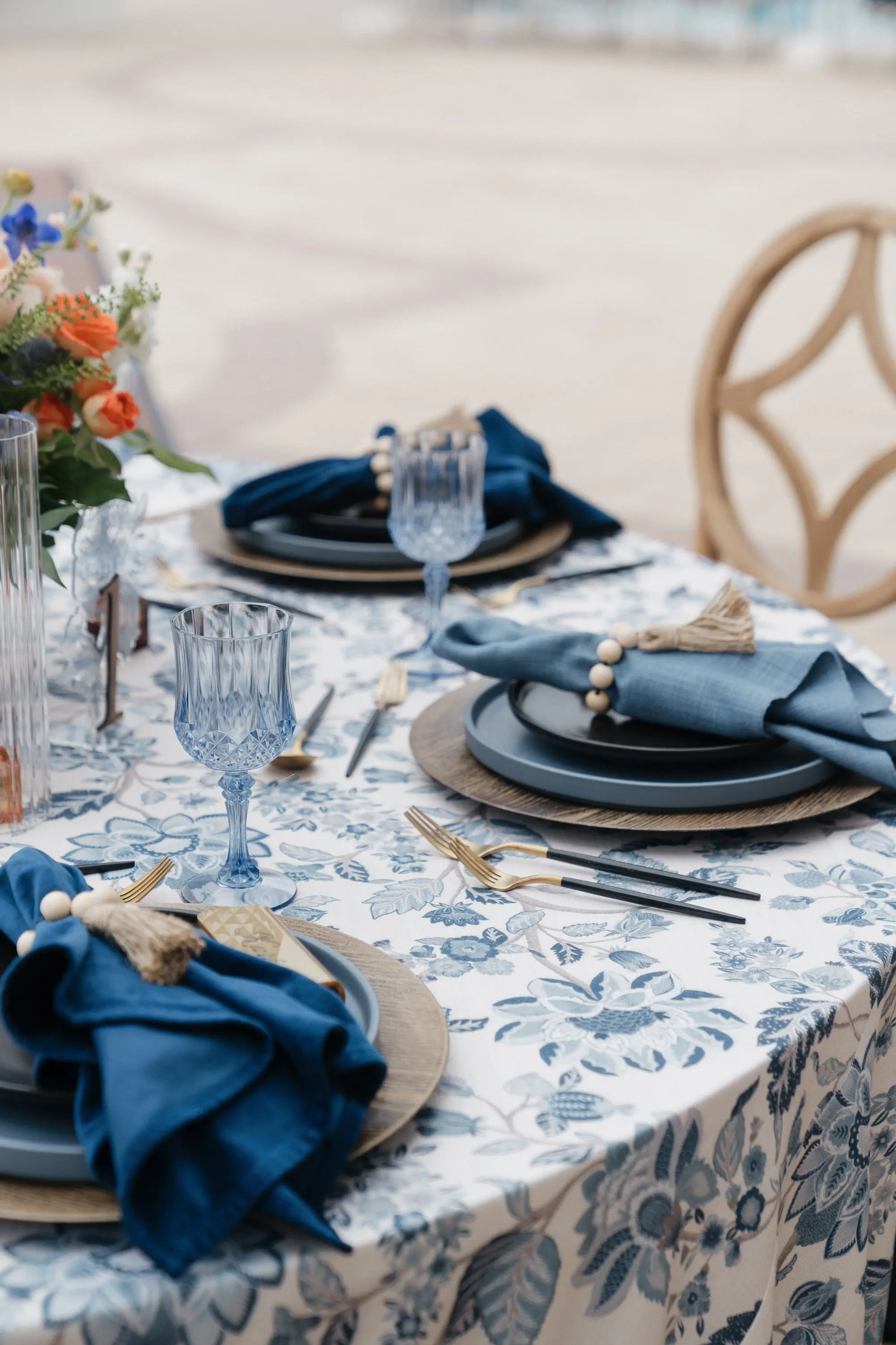 Romantic Blue Wedding Reception Tabletop Decor Inspiration | Tampa Bay Over The Top Rental Linens