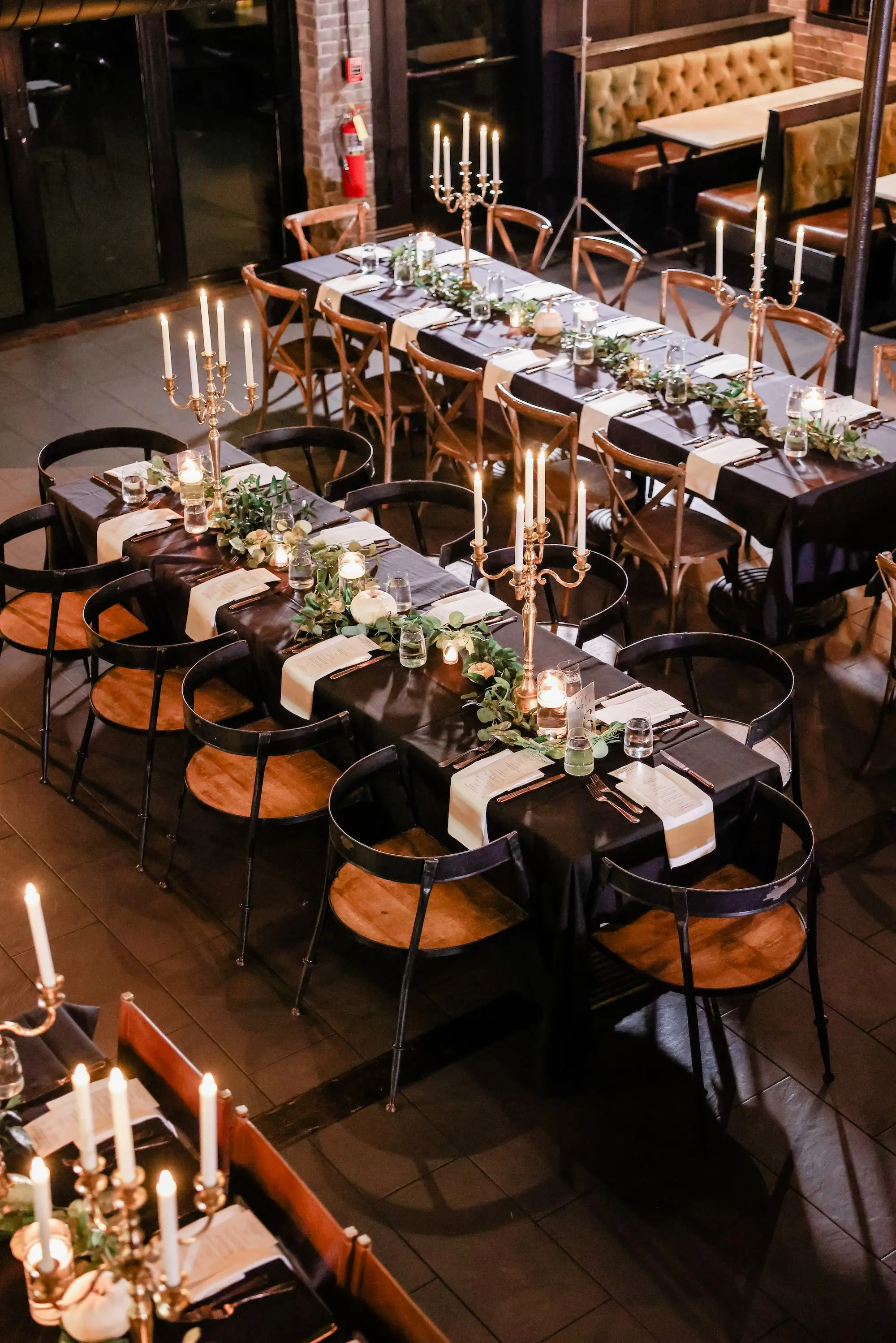 Dark and Moody Black and Gold Fall Halloween Wedding Reception Decor Inspiration | St Pete Event Venue Urban Stillhouse