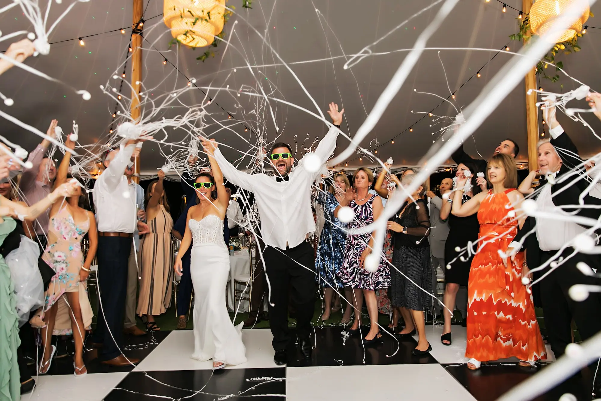Bride and Groom Wedding Reception Streamer Entertainment Inspiration | Sarasota Photographer Limelight Photography
