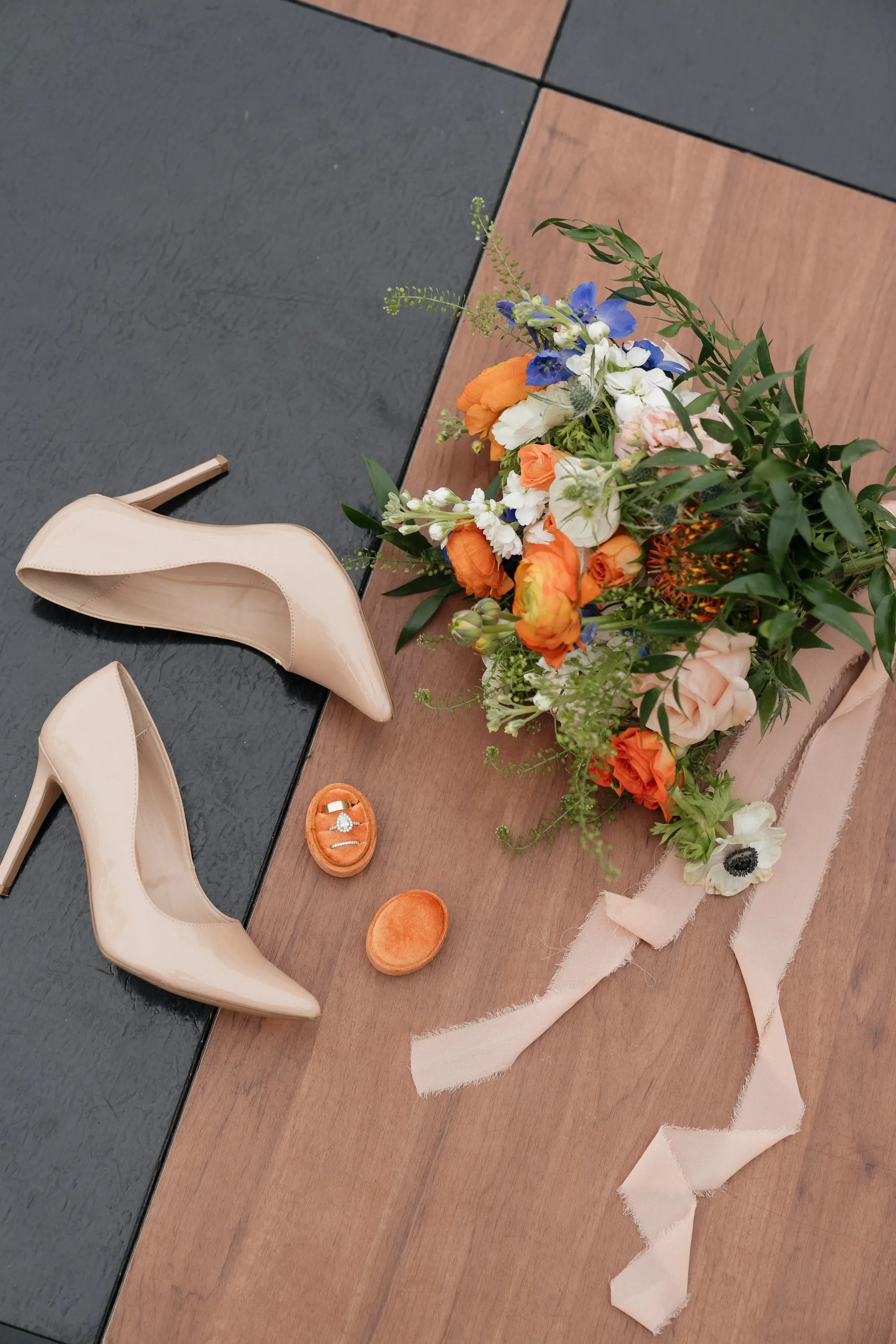 Orange, Pink, and Blue Spring Bridal Bouquet Ideas | Tampa Bay Florist Save The Date Florida