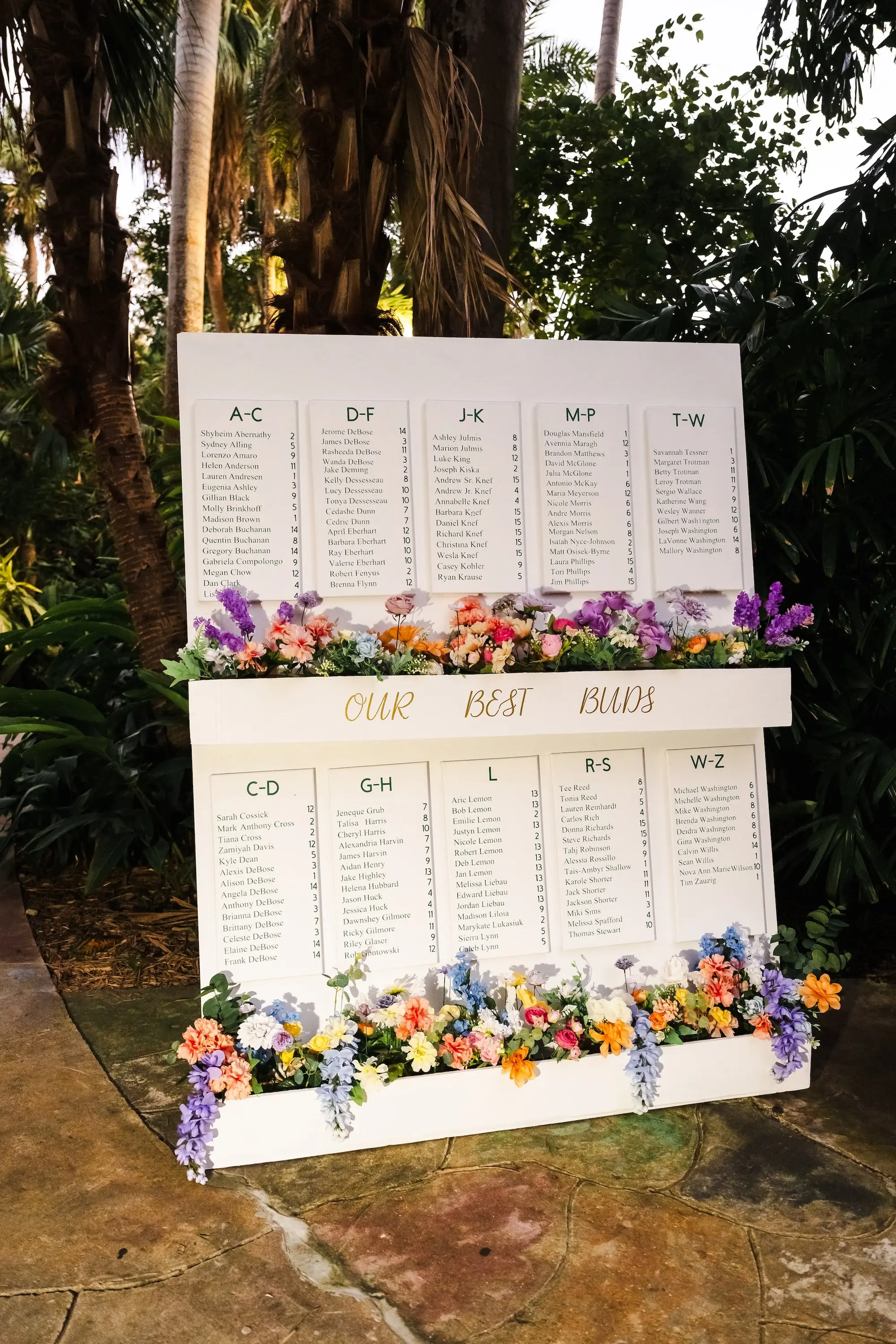 Our Best Buds Seating Chart Floral Display Ideas