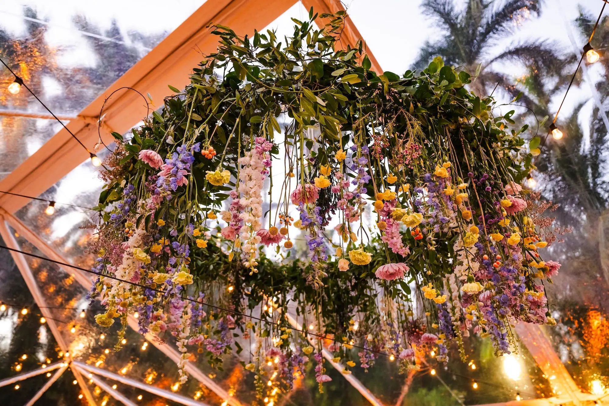 Enchanted Garden Wedding Reception Wildflower Chandelier Inspiration