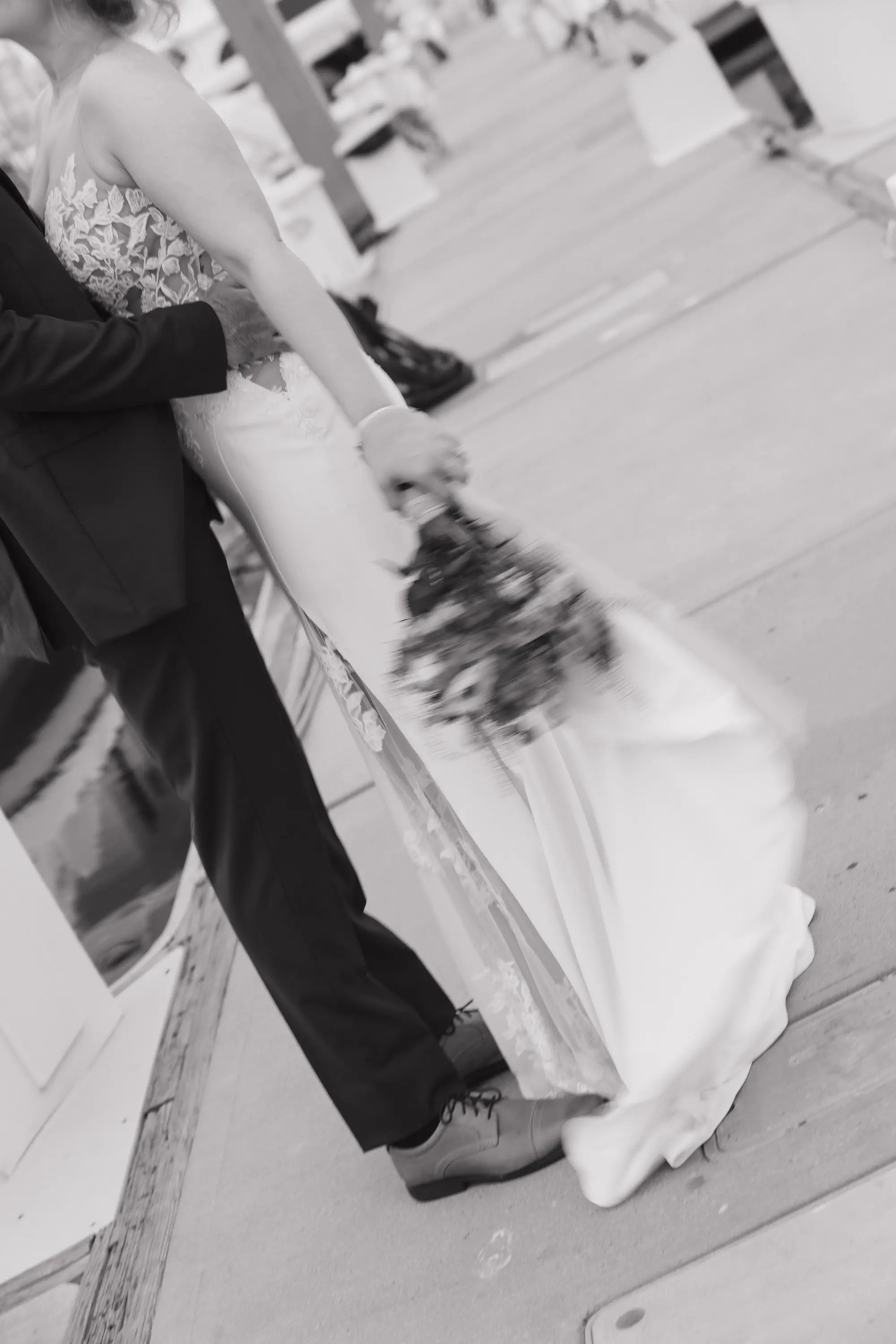 Bride and Groom Black and White Wedding Portrait
