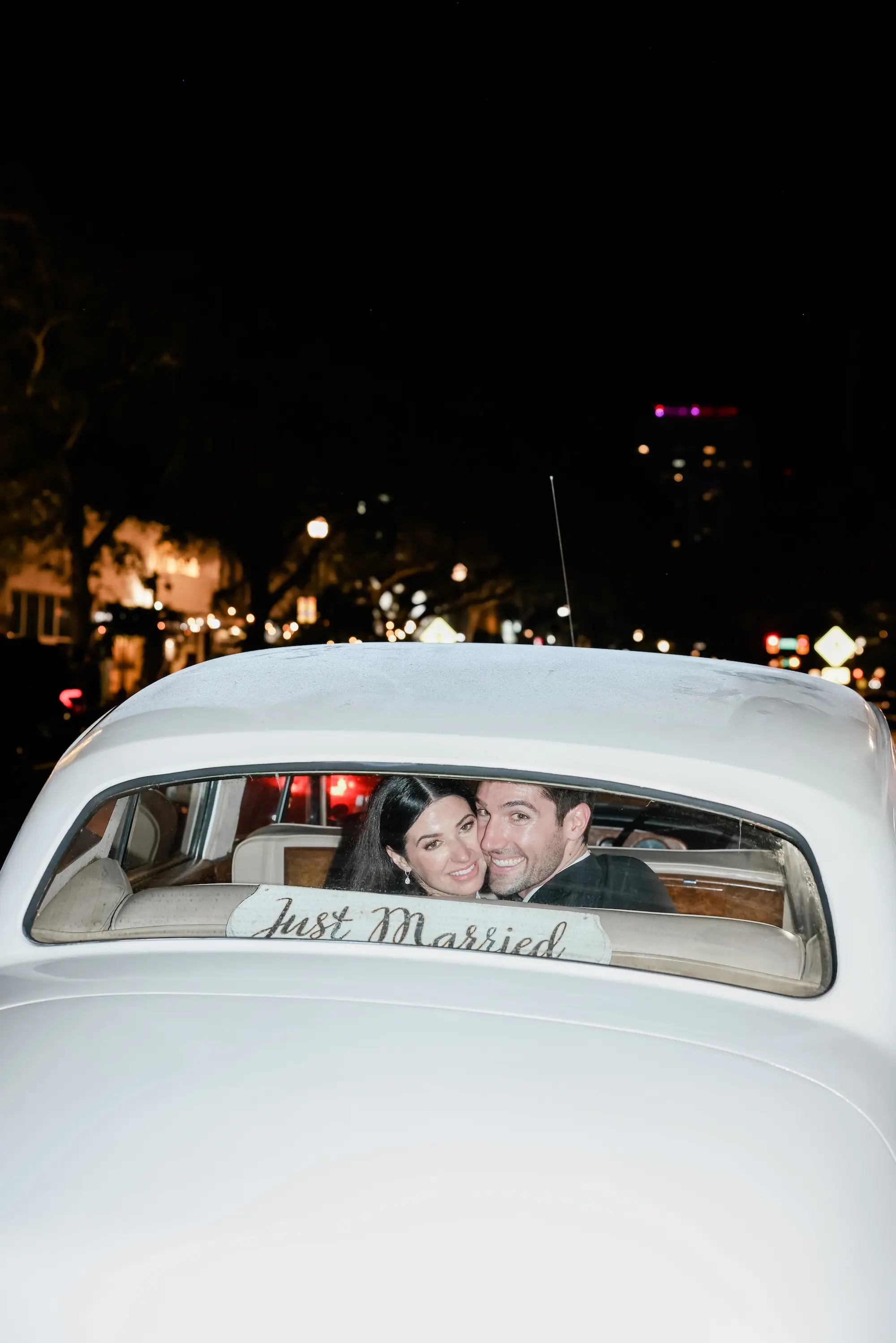 38Classic White Chic St Pete Museum Wedding Inspiration - “Best Of” 2025: Wedding Receptions Part 2 Bride and Groom Just Married Getaway Rolls Royce Vintage Luxury Car Wedding Reception Exit Inspiration