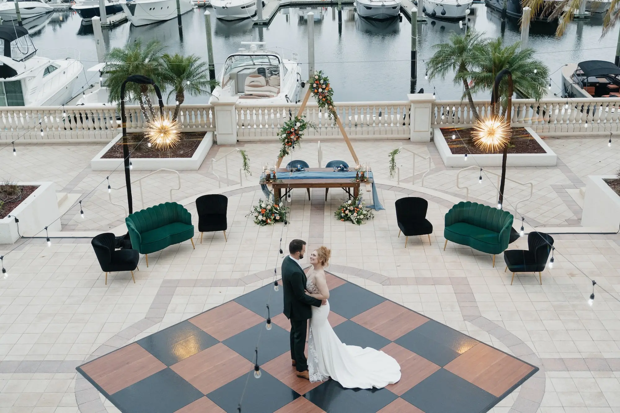 Groom and Bride First Dance Wedding Portrait | Waterfront Wedding Venue Westshore Yacht Club | Tampa Wedding Planner Oh My Occasions