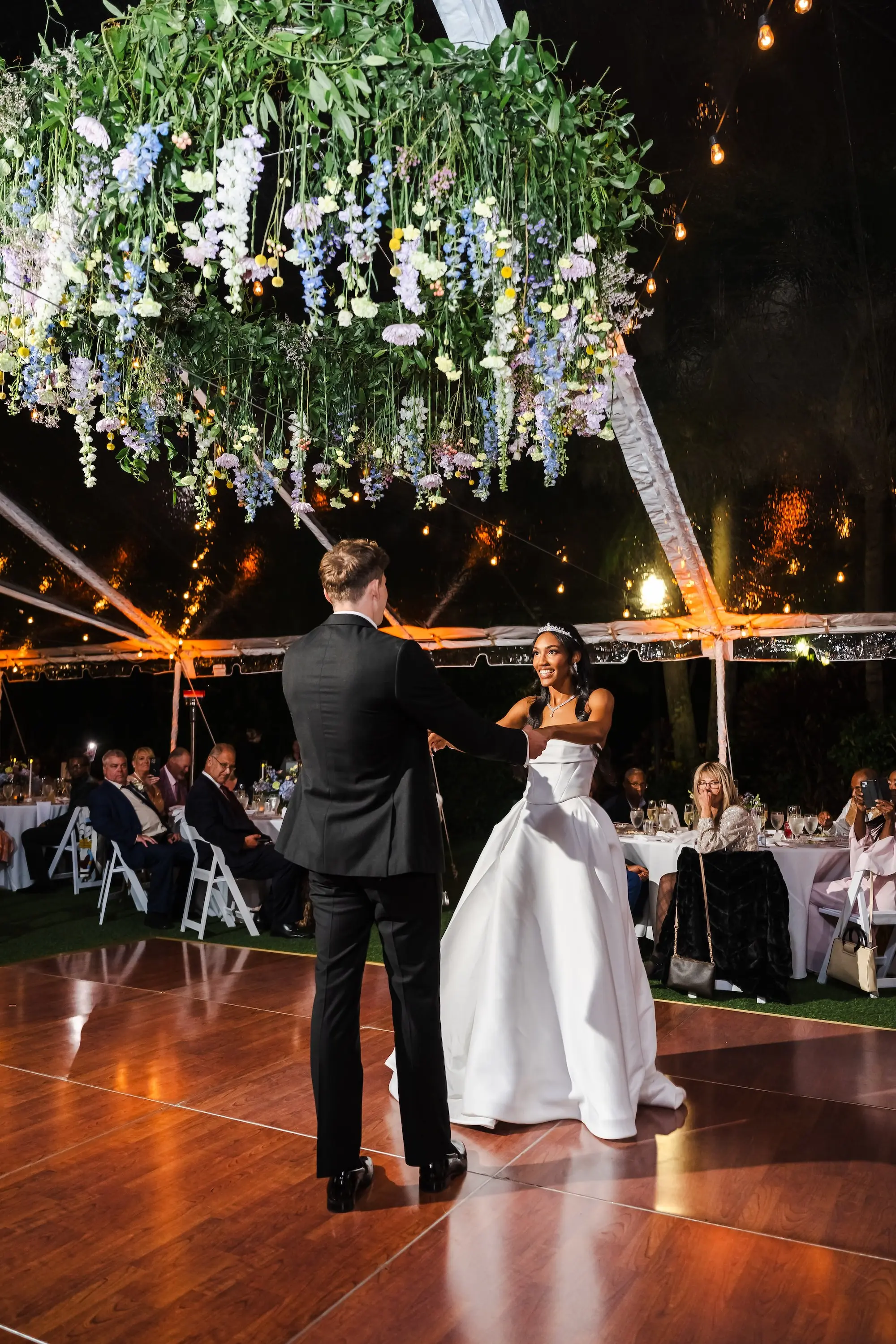 Bride and Groom First Dance Wedding Portrait | Tampa Bay Photographer Iyrus Weddings | St Pete Event Venue Sunken Gardens | DJ Grant Hemond and Associates