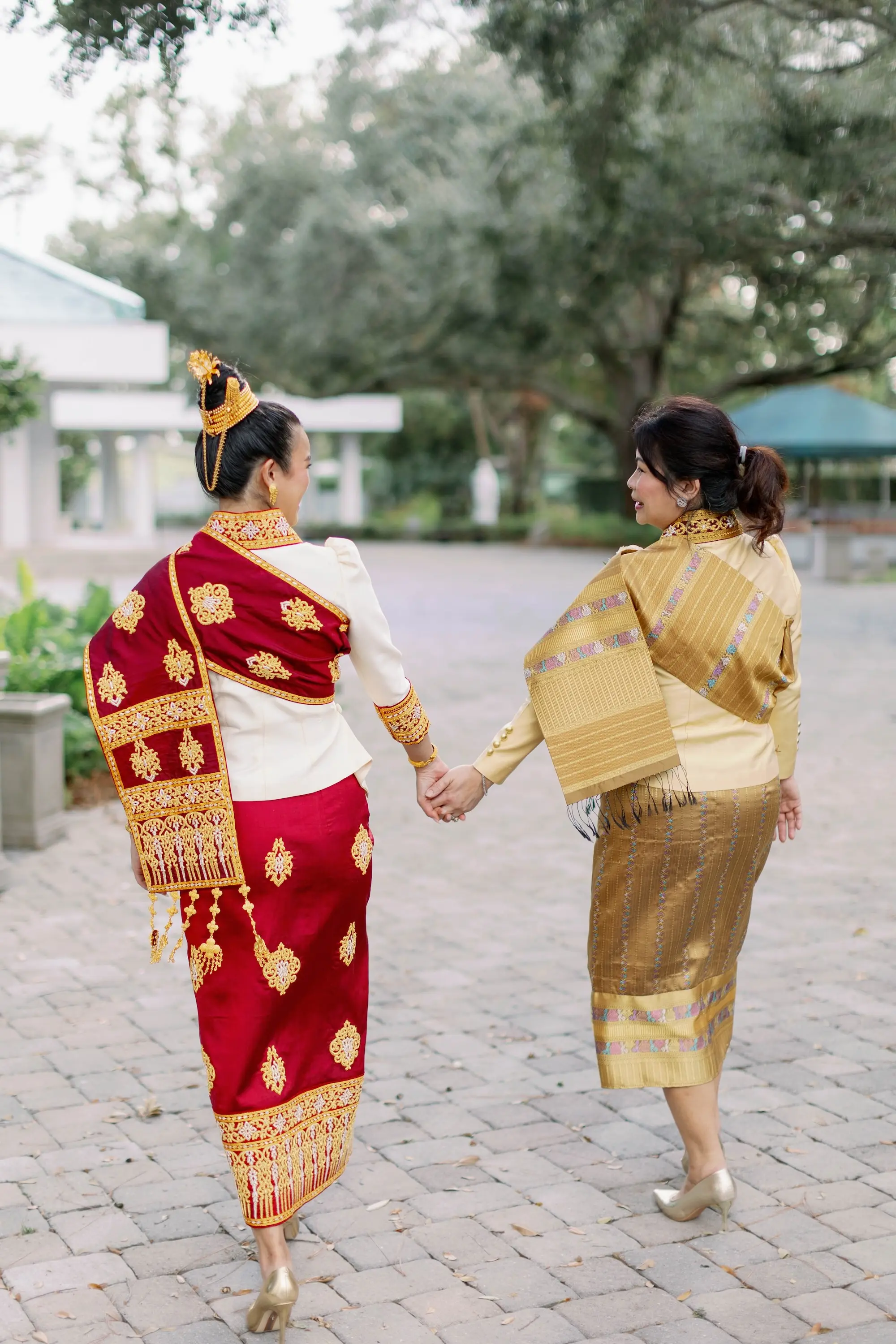 Bride and Mother Lao Silk Sinh Wedding Attire Inspiration | Tampa Bay Content Creator Behind The Vows