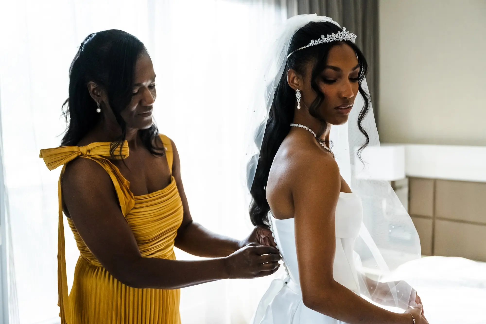 Bride and Mother Getting Ready Wedding Portrait | Tampa Bay Hair and Makeup Artist Femme Akoi Beauty Studio