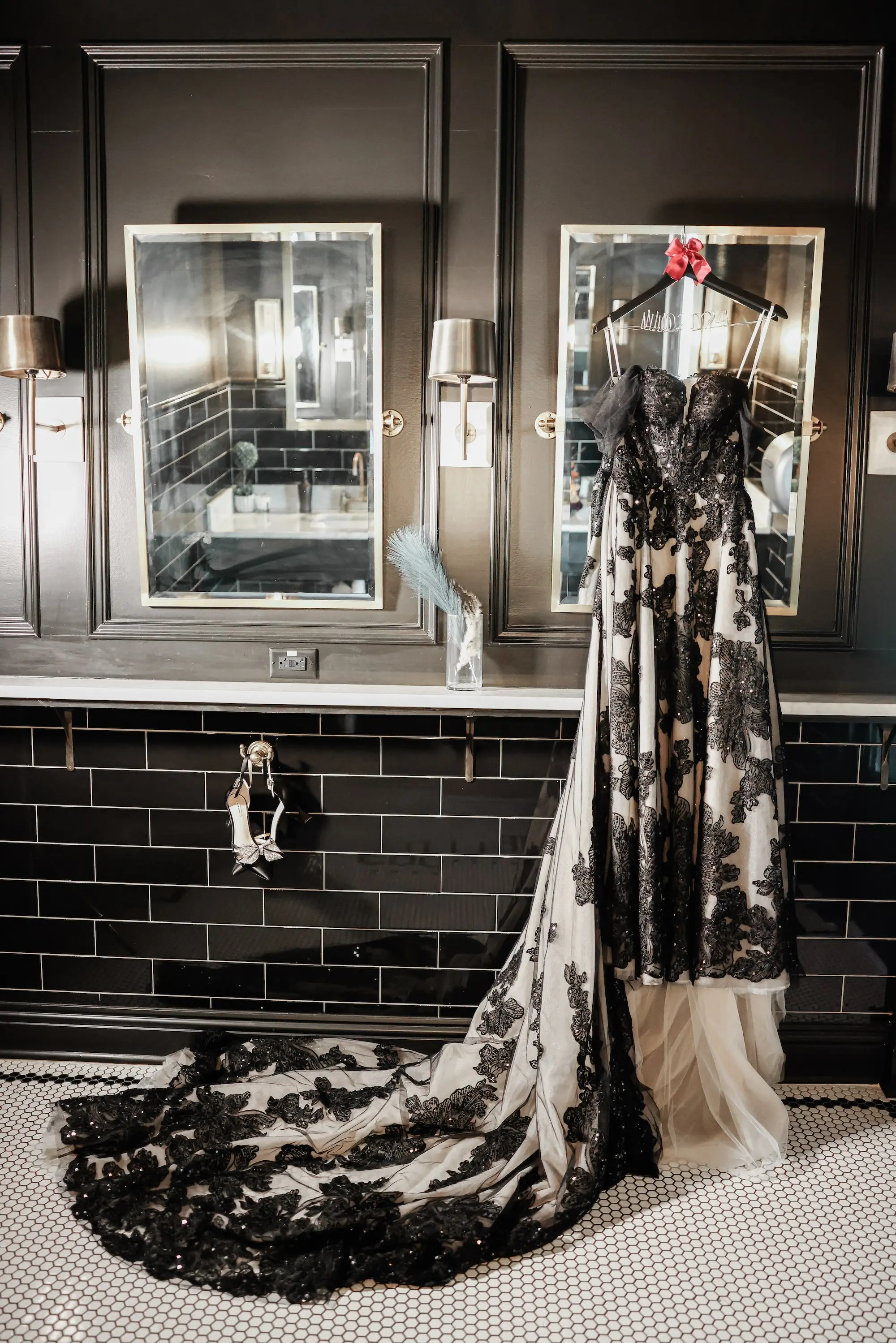Black and White Lace Ballgown Wedding Dress Inspiration