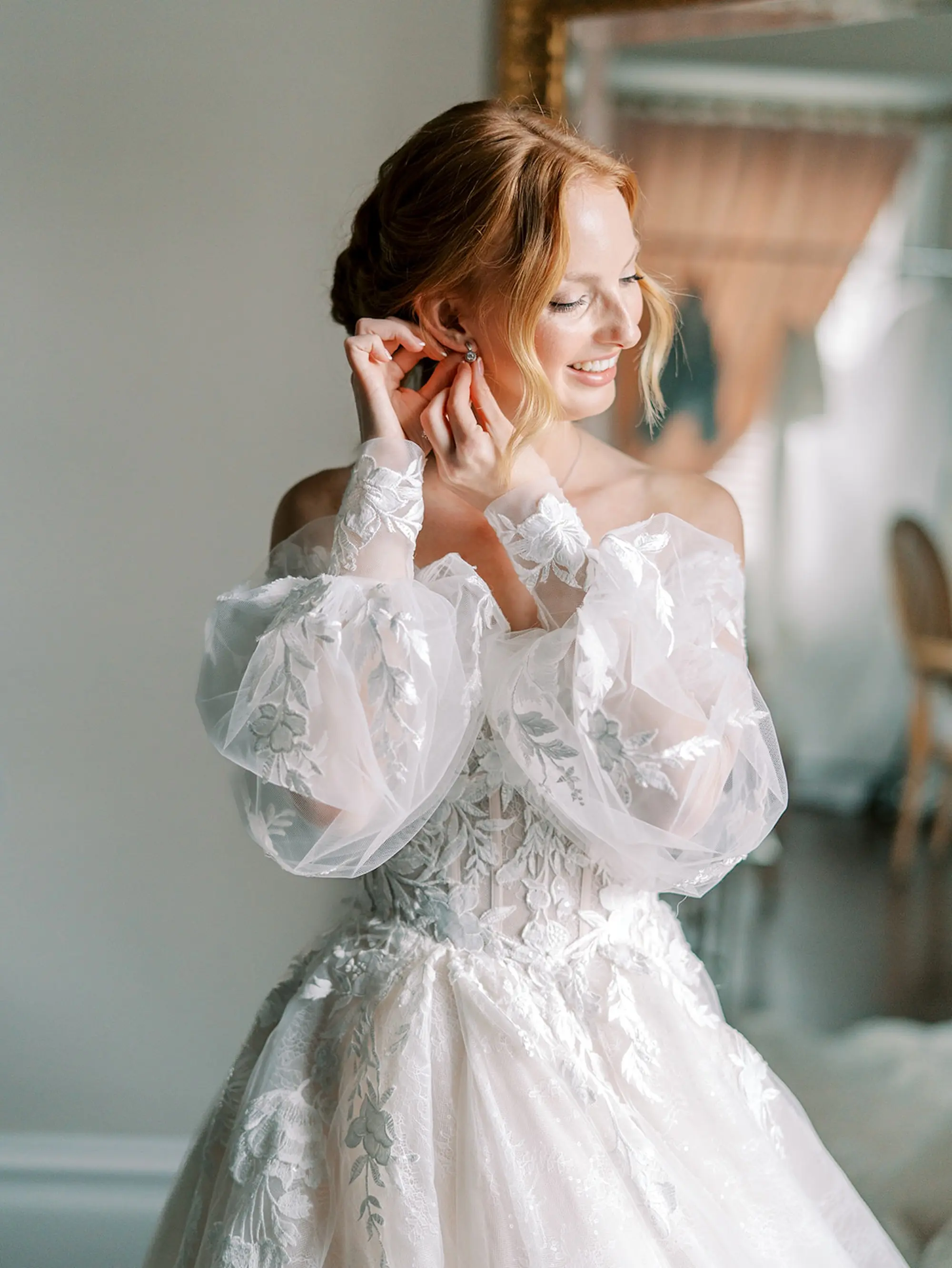 6Purple and Yellow Disney Princess Wedding Inspiration jpg - “Best Of” 2025: Wedding Portraits Bride Getting Ready Wedding Portrait | Soft Face Framing Curls Bridal Hair Ideas | Allure Bridals Disney Fairy Tale Weddings White Ballgown Wedding Gown with Sweetheart Neckline and Off-the-Shoulder Chiffon Flowy Long Sleeves Inspiration | Pastel Pink, Blush, Lavender, Yellow, Floral Bridal Bouquet Ideas | South Tampa Photographer Eddy Almaguer Photography