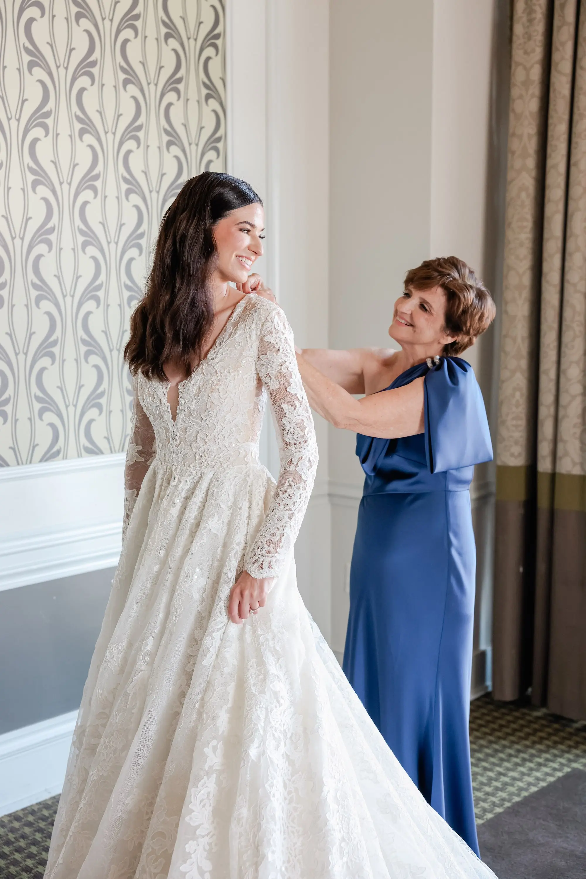 Bride and Mom Getting Ready Wedding Portrait | Downtown St Pete Boutique Hotel The Birchwood | Tampa Bay Wedding Photographer Lifelong Photography Studio