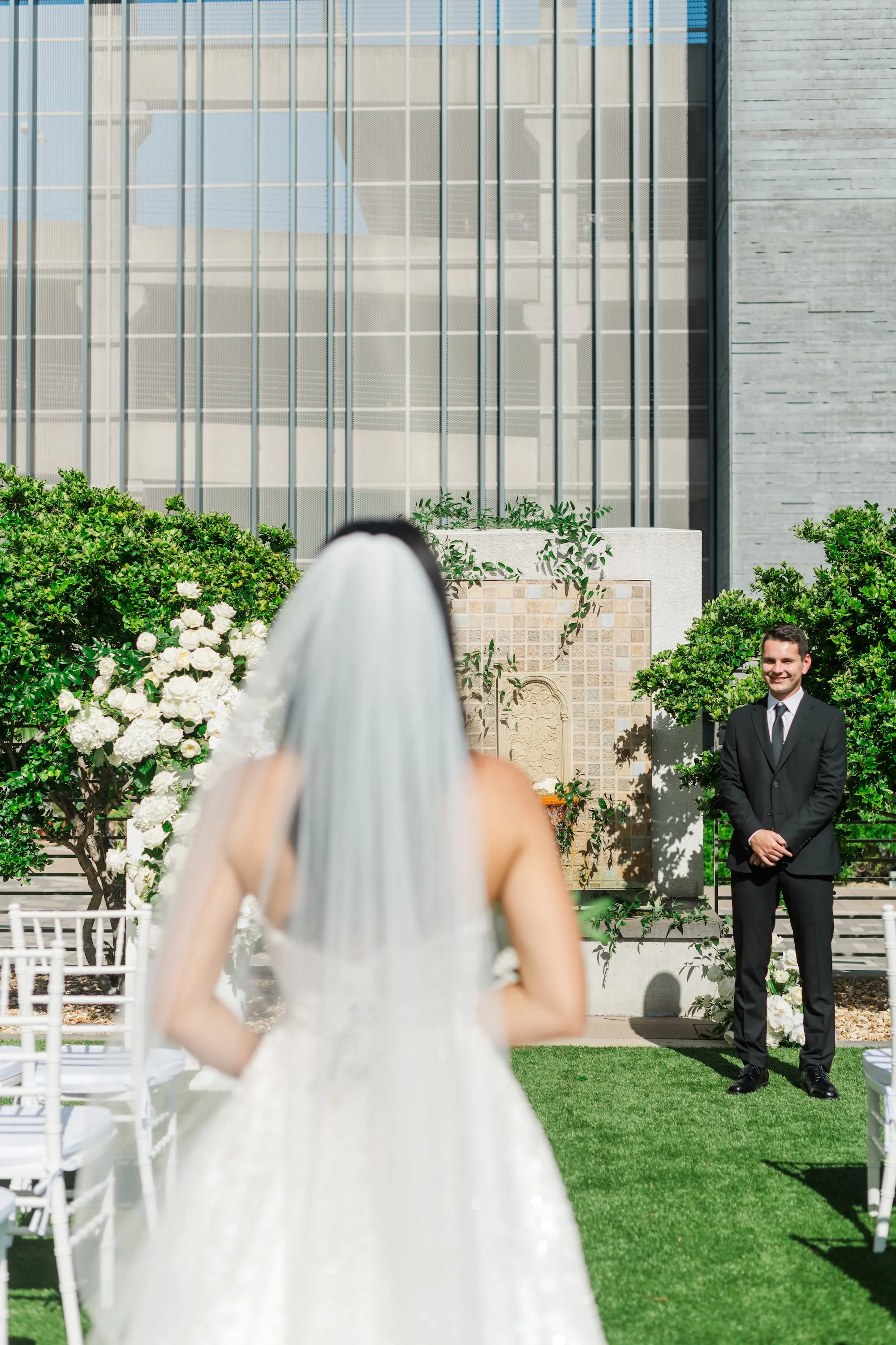 Groom's Reaction to Bride Walking Down Wedding Aisle