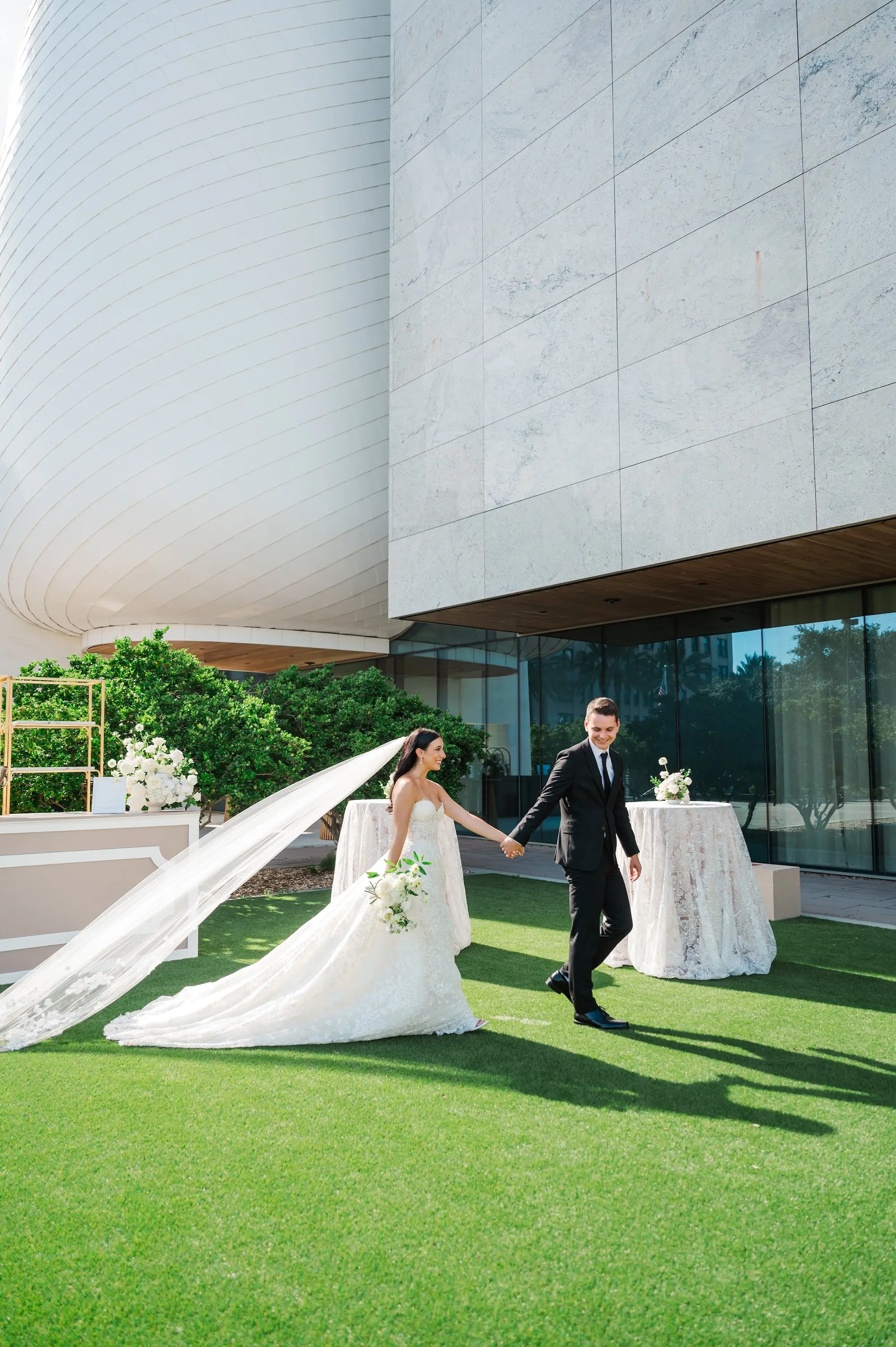 Bride and Groom Just Married Wedding Portrait | St Pete Venue Museum of the American Arts and Crafts Movement