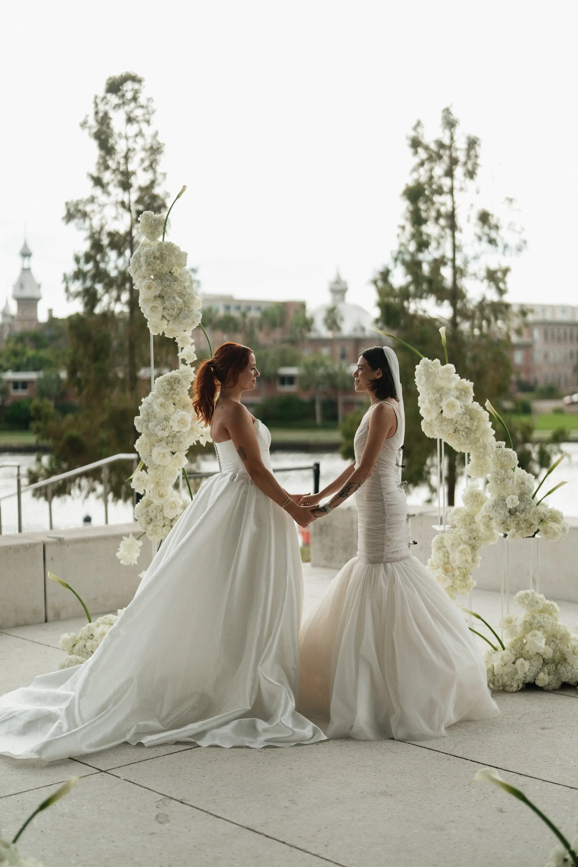 Bride and Bride First Look Wedding Portrait | Tampa Bay Photographer Amber Yonker Photography | Event Venue Tampa Musuem of Art