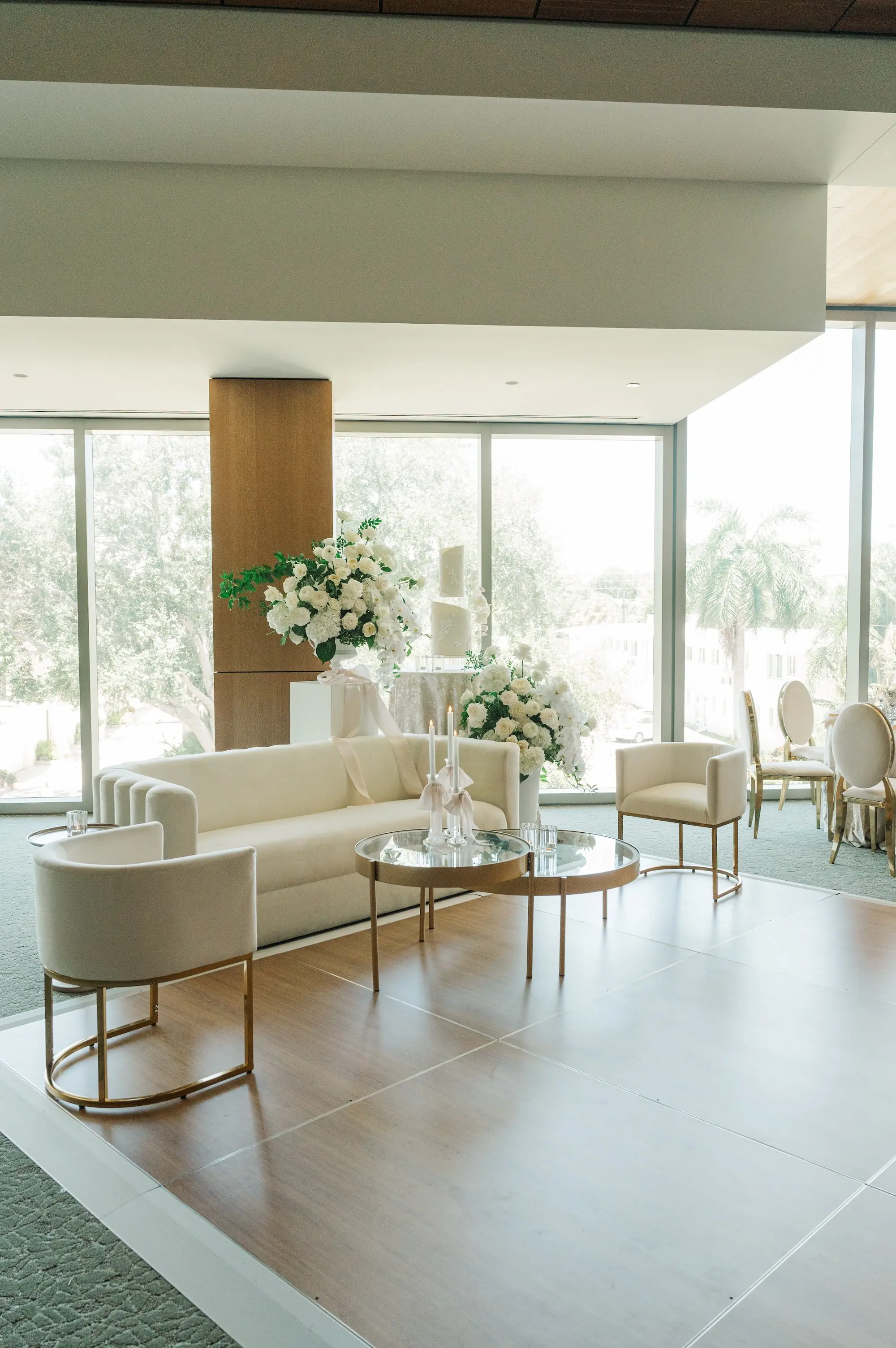 Elegant Cream Wedding Reception Lounge Furniture Ideas | Tampa Bay Event Planner Parties ALa Carte | St Pete Venue Museum of the American Arts and Crafts Movement