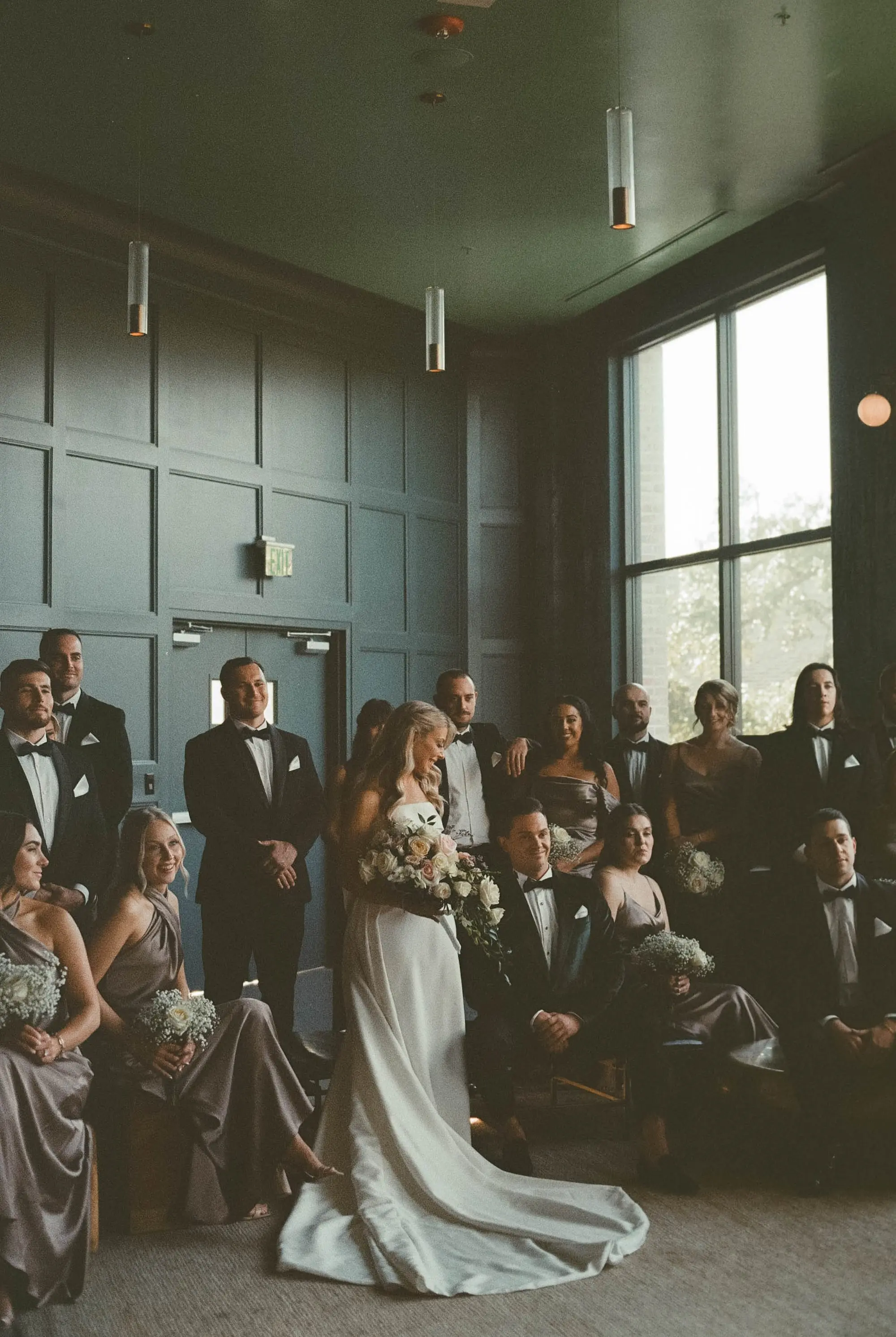 Bride and Groom with Bridal Party Wedding Portrait | Tampa Bay Event Venue Hyde House Public Studio