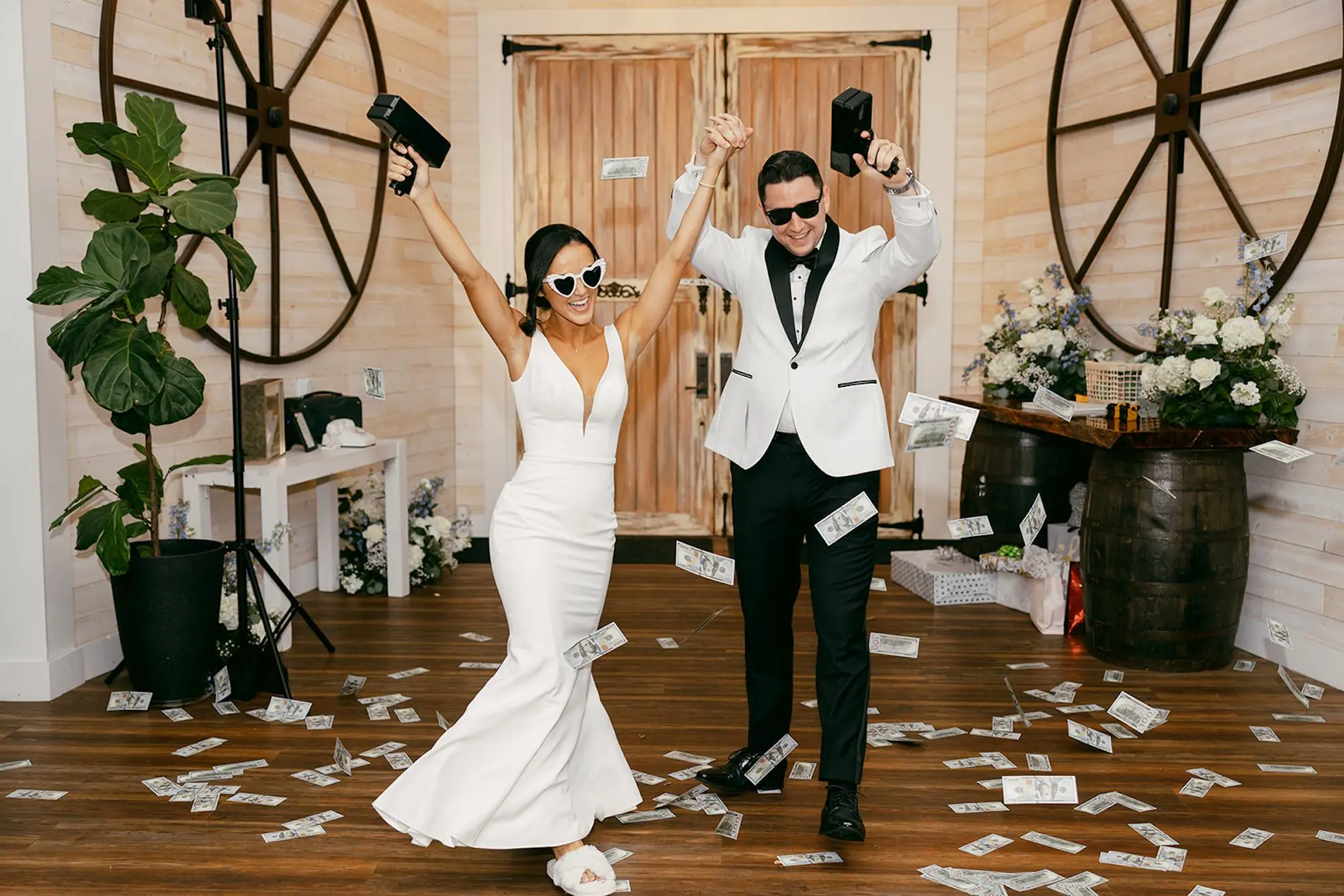 Bride and Groom Wedding Reception After Party Ideas | Money Machine Wedding Reception Entrance Inspiration