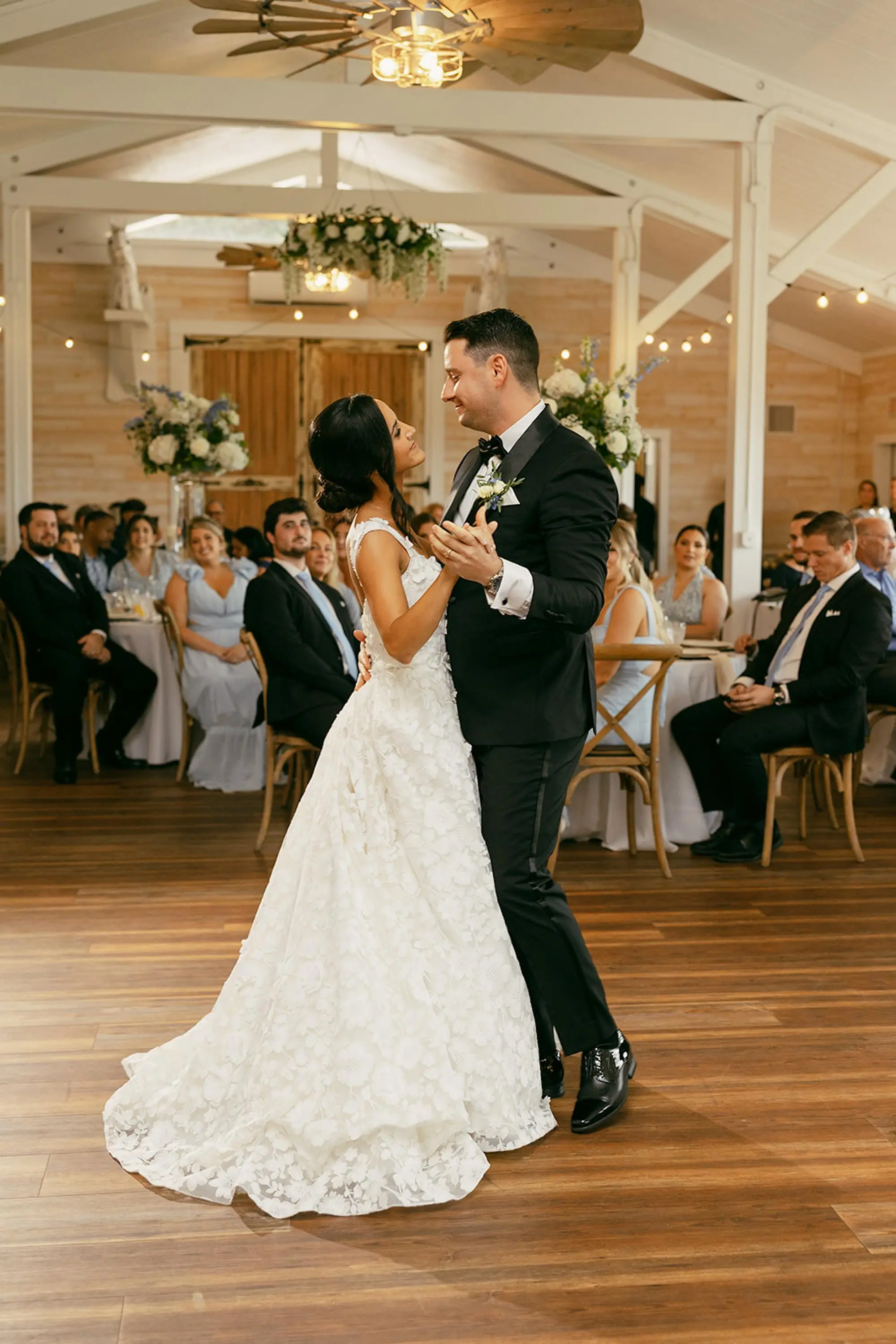 Bride and Groom First Dance Wedding Portrait | Elegant Rustic Wedding Venue Inspiration | Tampa Bay Event Venue Legacy Lane Weddings