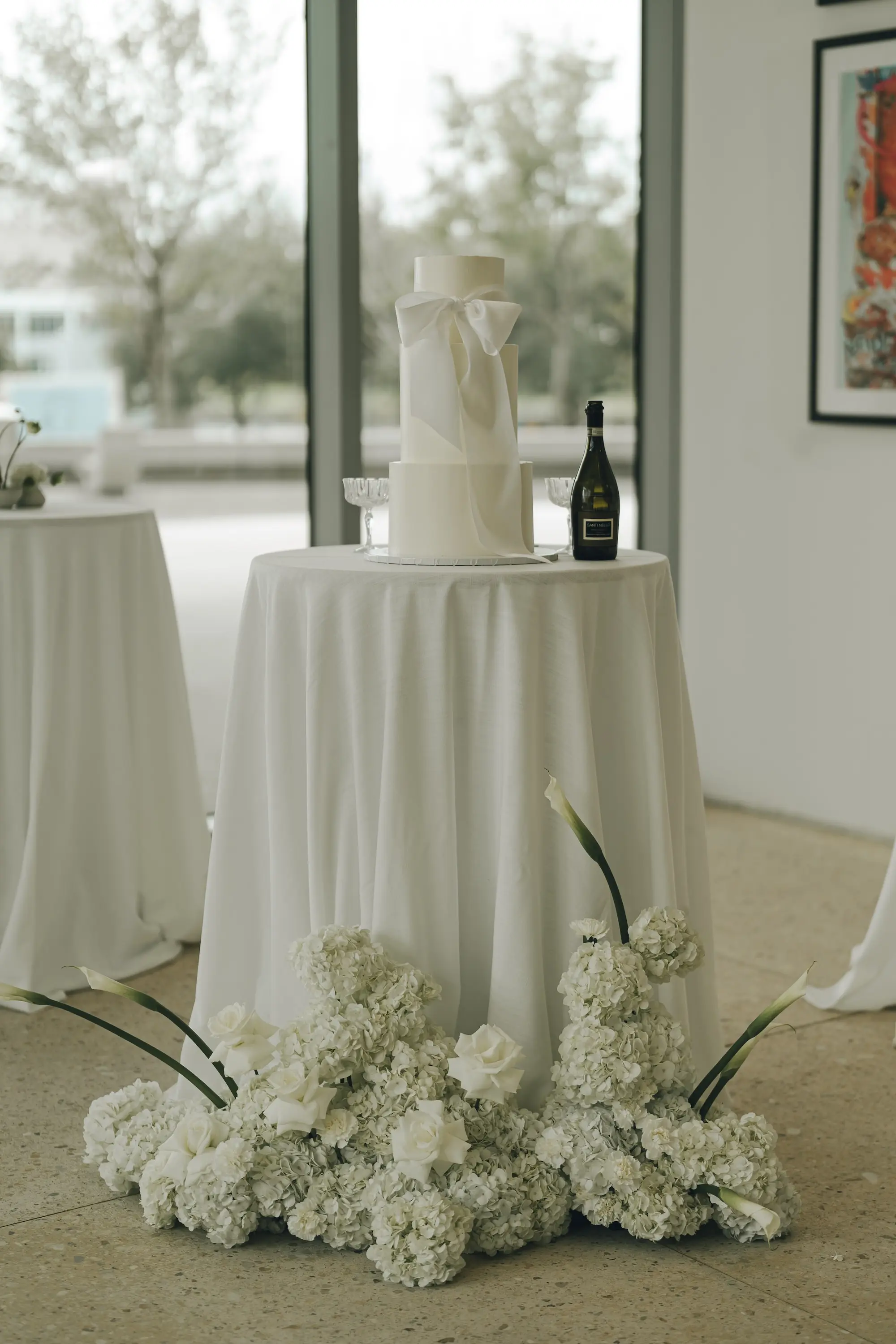 44Modern White Same Sex Lesbian Wedding Inspiration jpg - “Best Of” 2025: Wedding Receptions Part 2 Modern Three-Tiered Round White Wedding Cake with White Satin Bow Inspiration