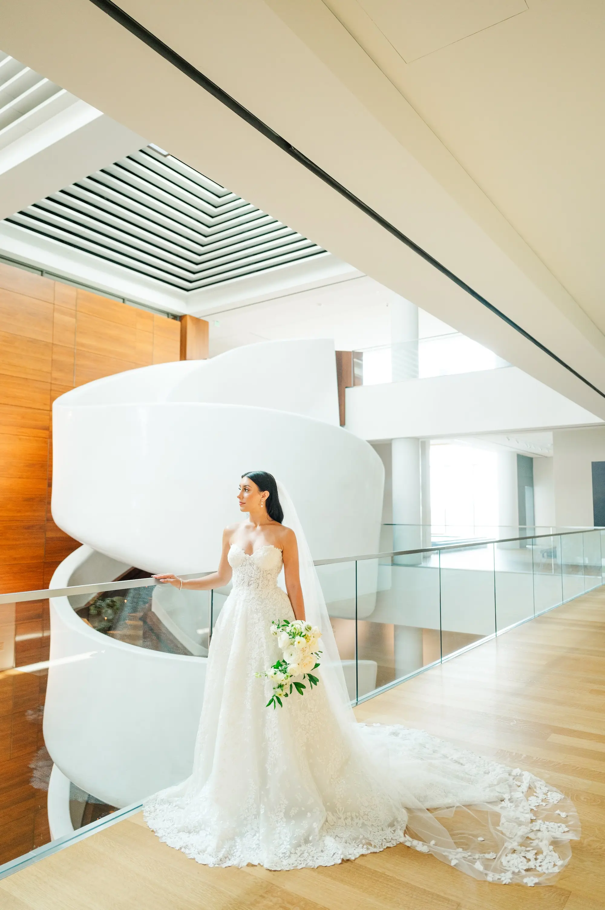 White Strapless Lace Ballgown Wedding Dress Inspiration