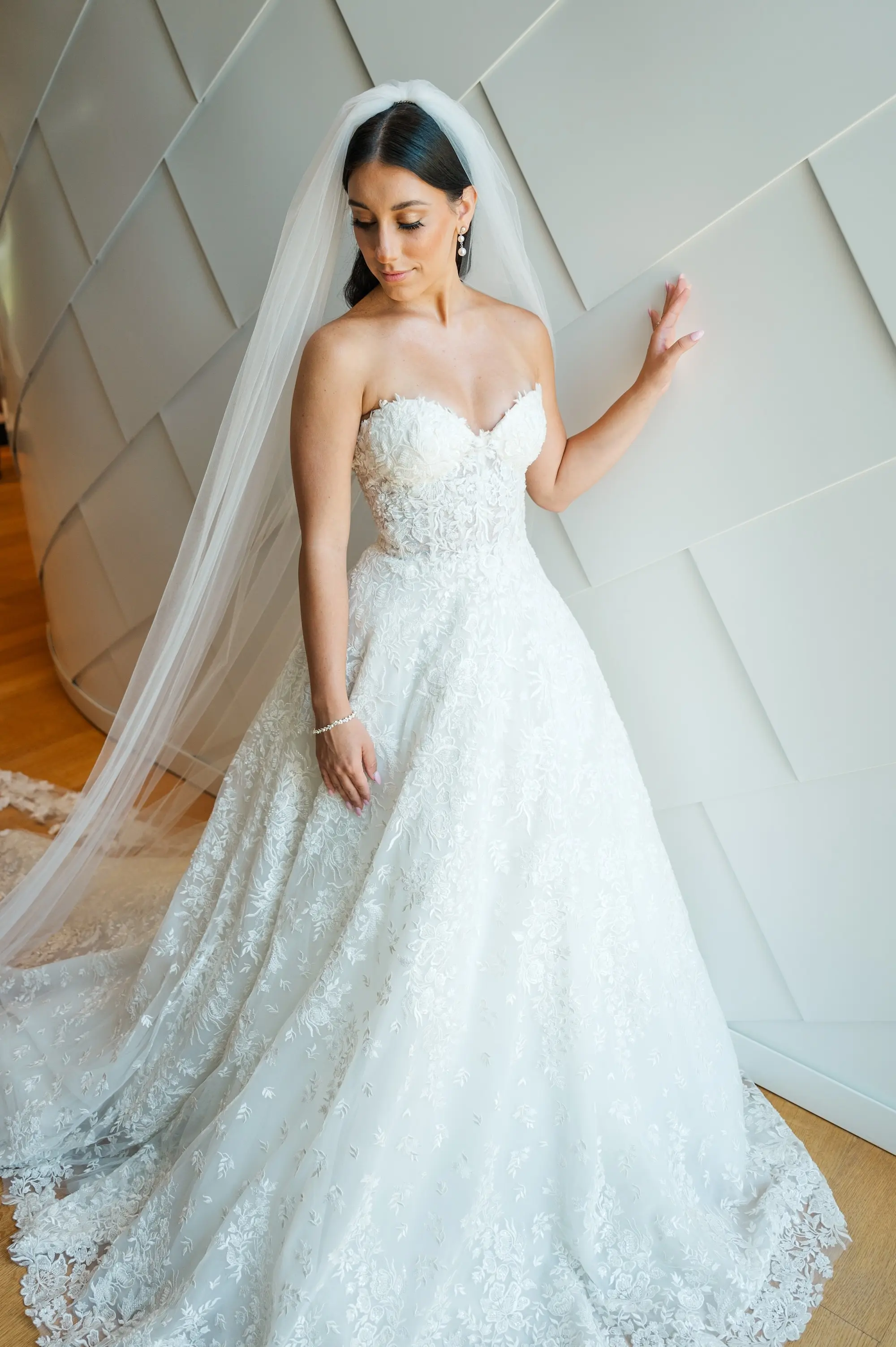 White Strapless Lace Ballgown Wedding Dress Inspiration