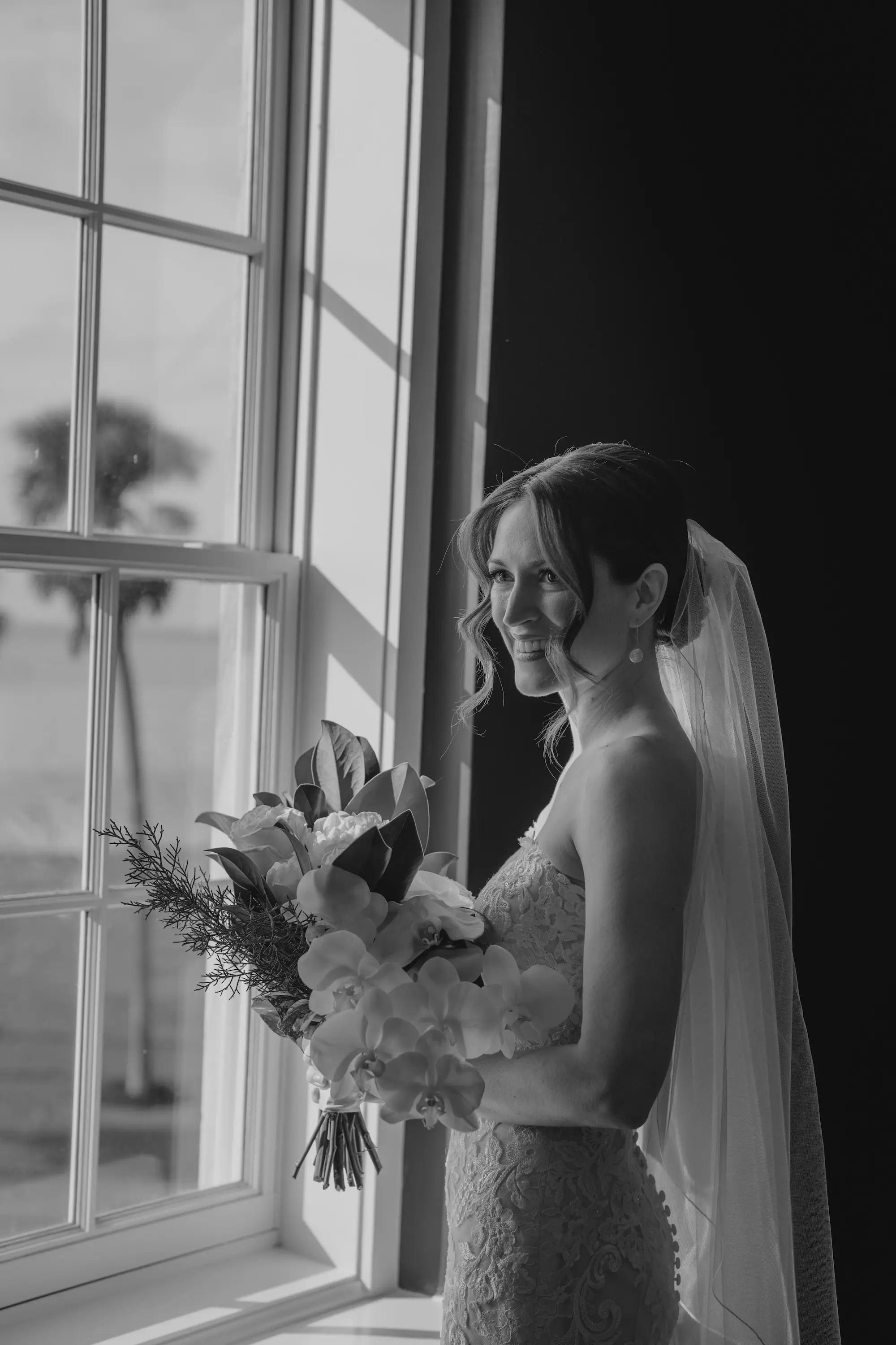 Black and White Bride Silhouette Wedding Portrait | Tampa Bay Photographer We The Blackwells
