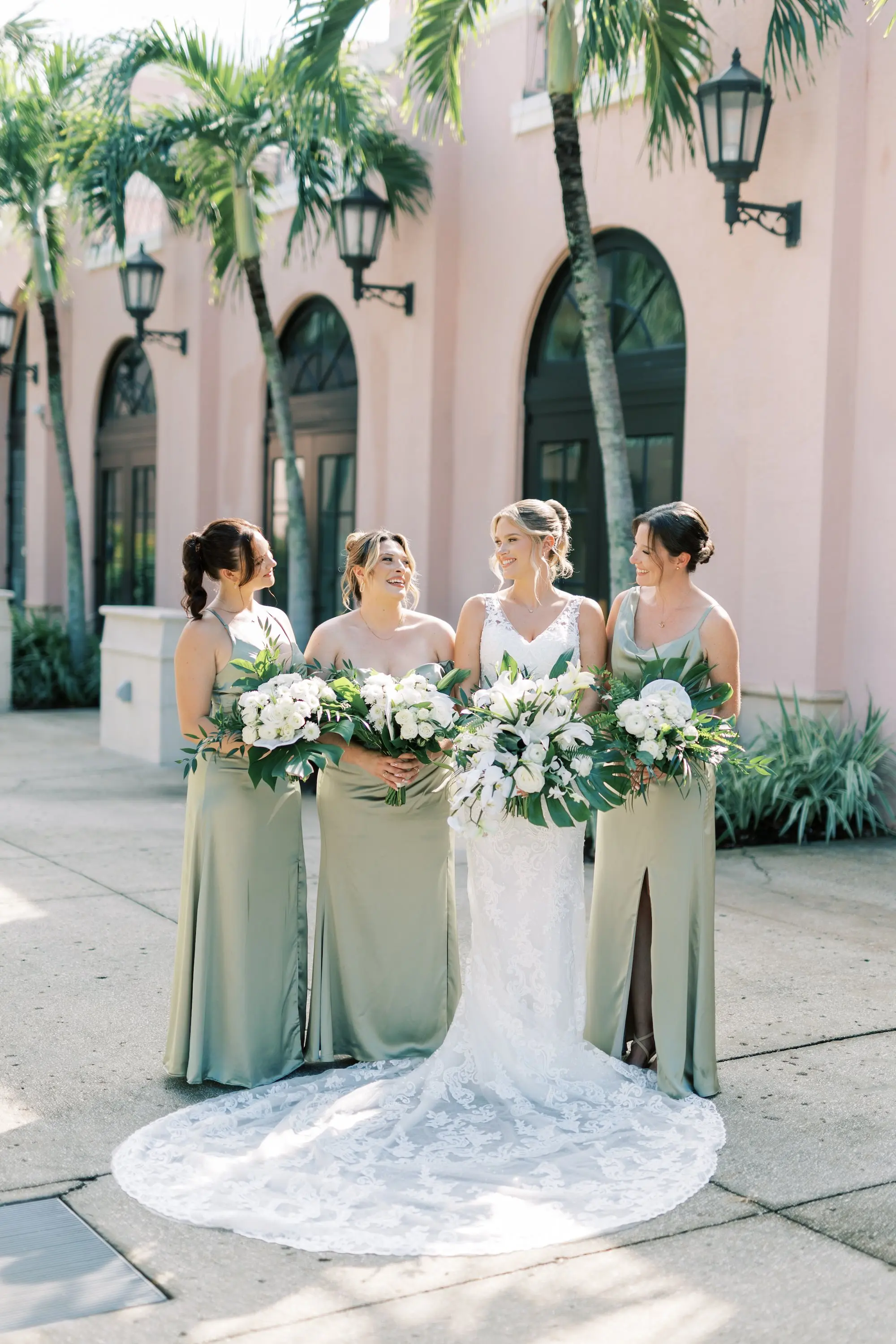 Sage Green Satin Bridesmaid Wedding Dress Inspiration | St Pete Florist Lemon Drops