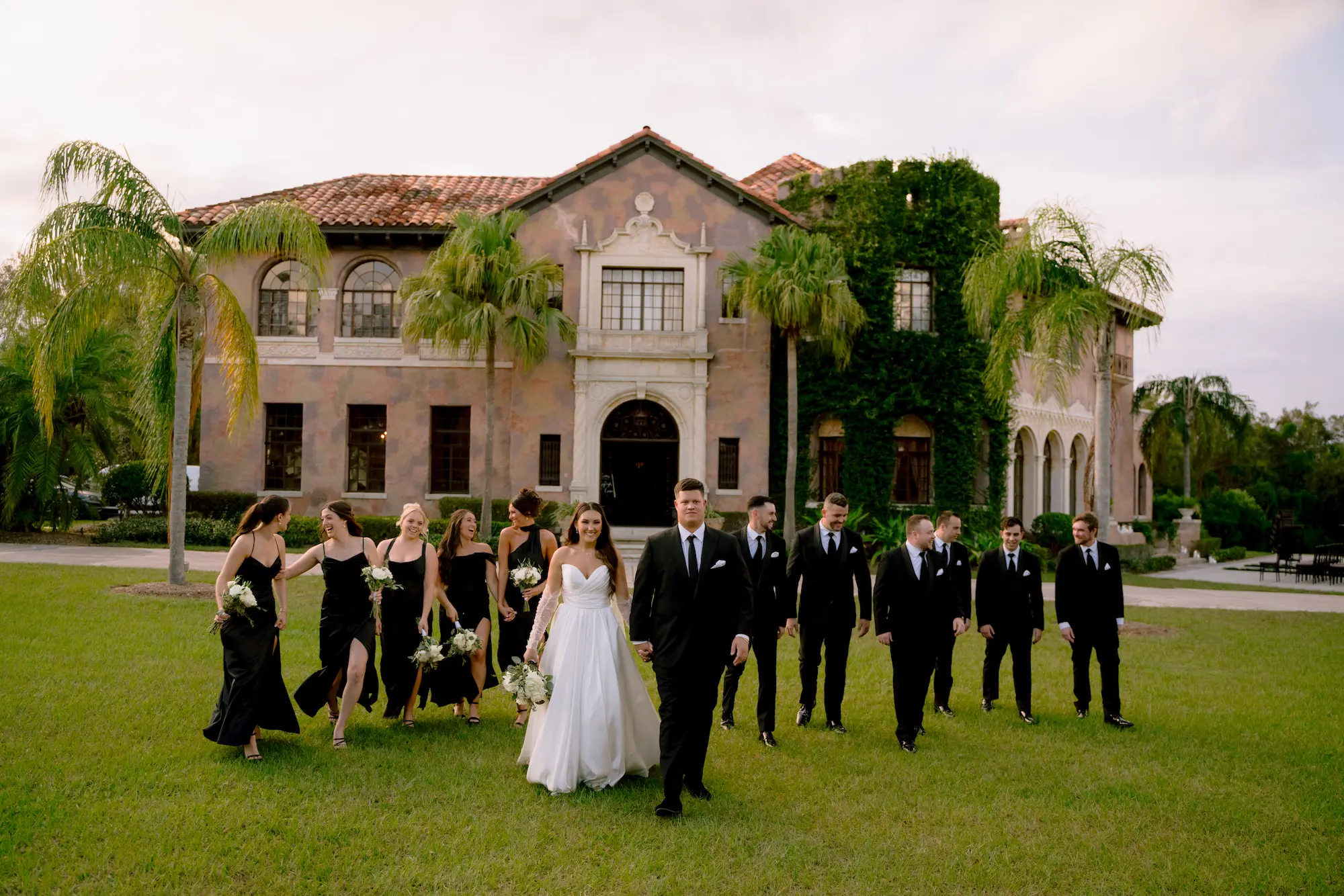 Bride, Groom, and Bridal Party Wedding Portrait | Central Florida Photographer We The Blackwells | Event Venue The Howey Mansion