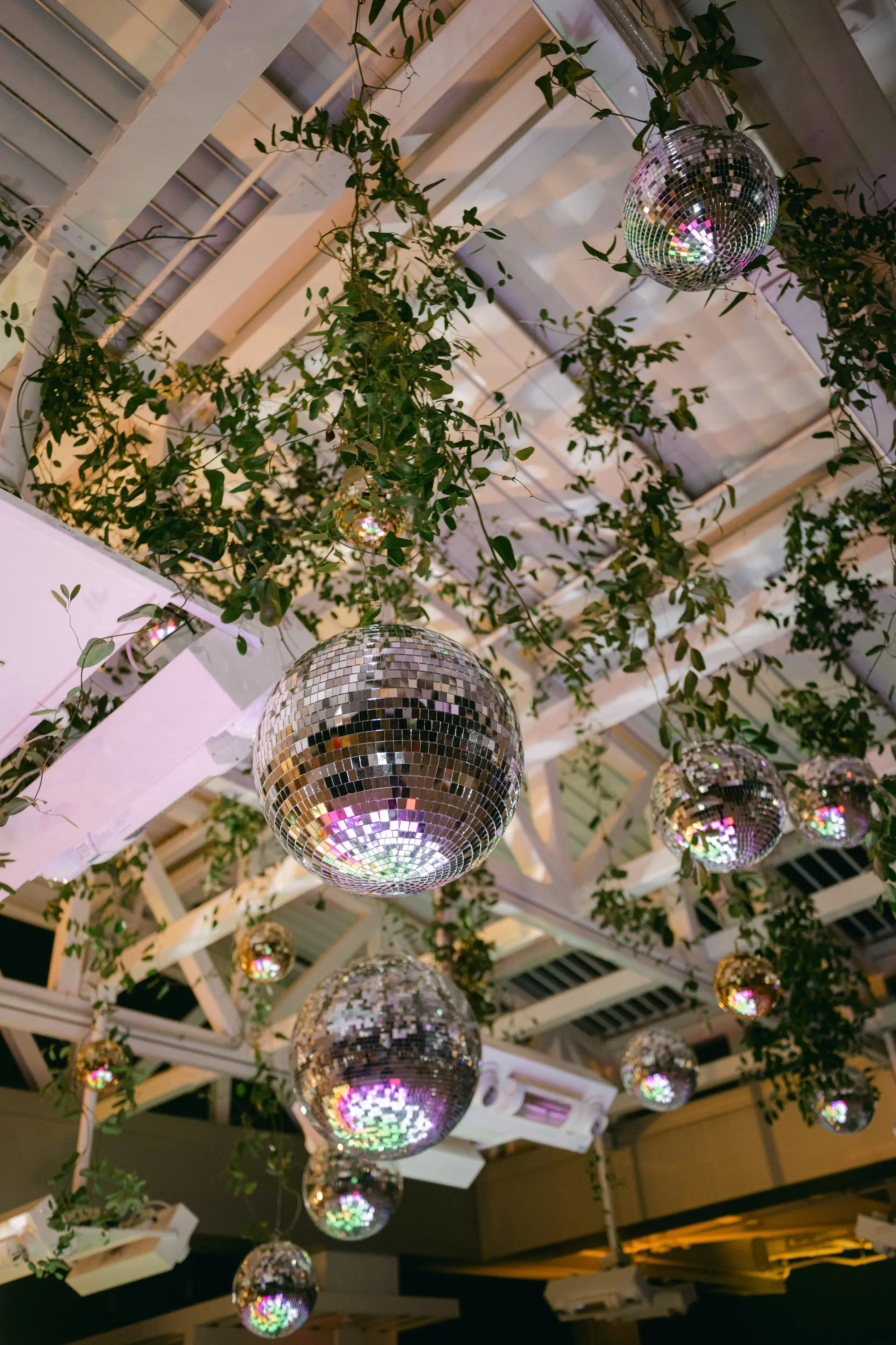 Vibrant Jewel-Toned Wedding Reception Disco Ball Decor Ideas