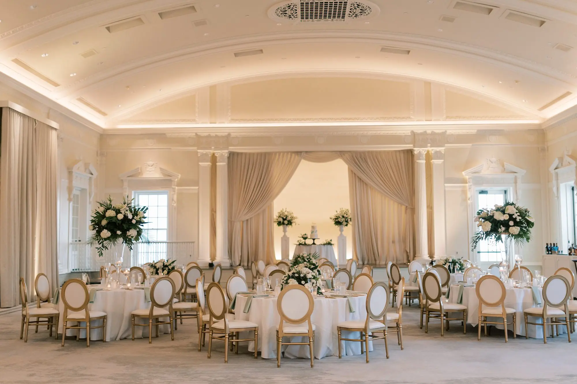 White and Green Elegant Tropical Ballroom Wedding Reception Decor Ideas | Tampa Bay Kate Ryan Event Rentals | Florist Lemon Drops | St Pete Event Venue The Vinoy