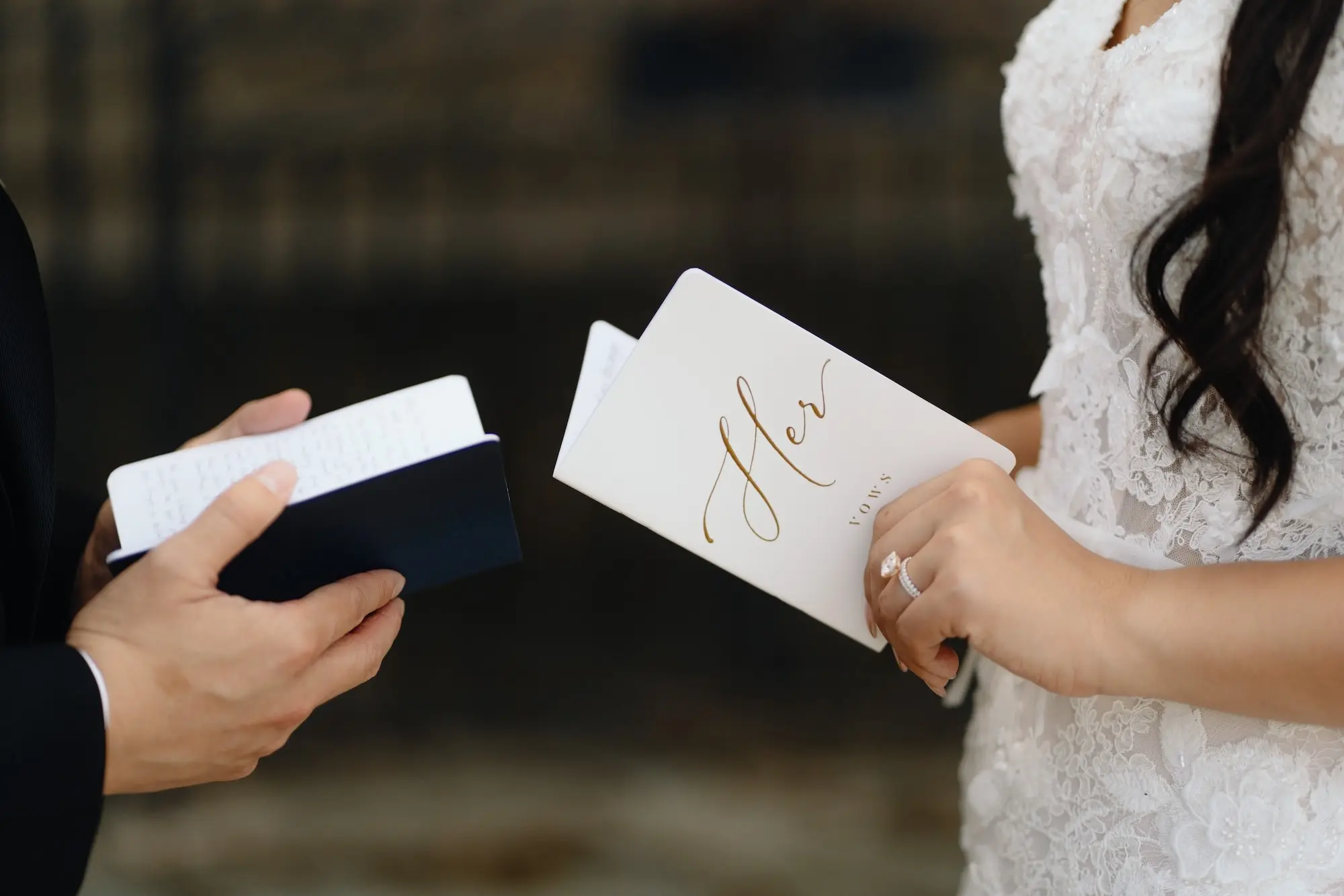 Bride and Groom Private Vow Reading Wedding Portrait