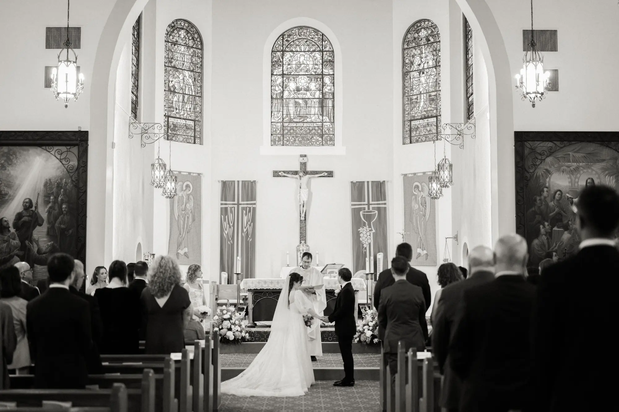 Bride and Groom Wedding Ceremony Vow Exchange Wedding | Ceremony Wedding Venue St. Mary Our Lady of Grace Catholic Church in St. Petersburg | Traditional Catholic Wedding Venue Tampa Bay