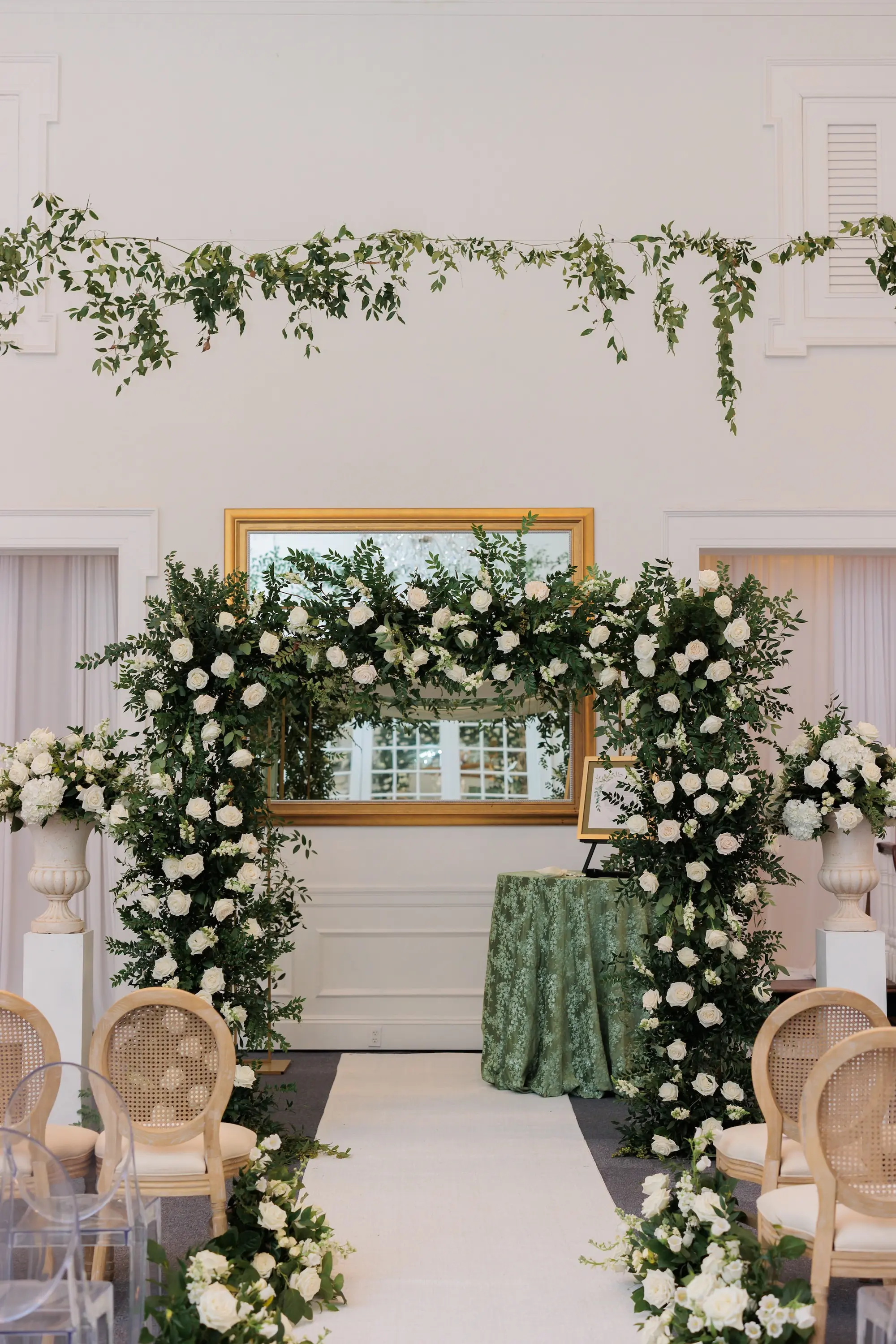 17TImeless Green White and Gold Wedding Inspiration jpg - Timeless Green, White and Gold Wedding | Tampa Yacht and Country Club Timeless Green, White and Gold Wedding Ceremony Chuppah Decor Ideas | Tampa Bay Florist Save The Date Florida