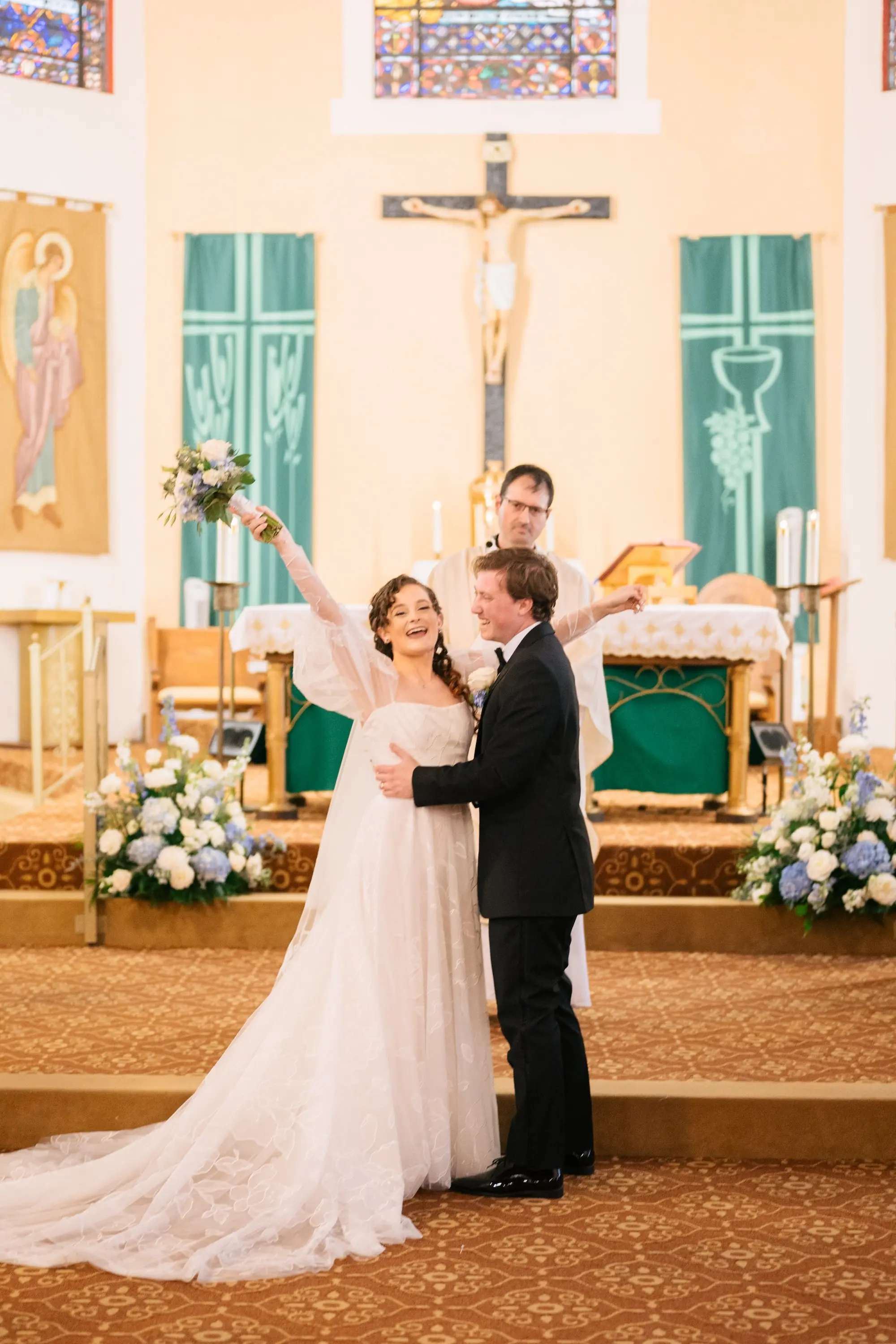 Bride and Groom Wedding Ceremony Vow Exchange Wedding | Ceremony Wedding Venue St. Mary Our Lady of Grace Catholic Church in St. Petersburg | Traditional Catholic Wedding Venue Tampa Bay