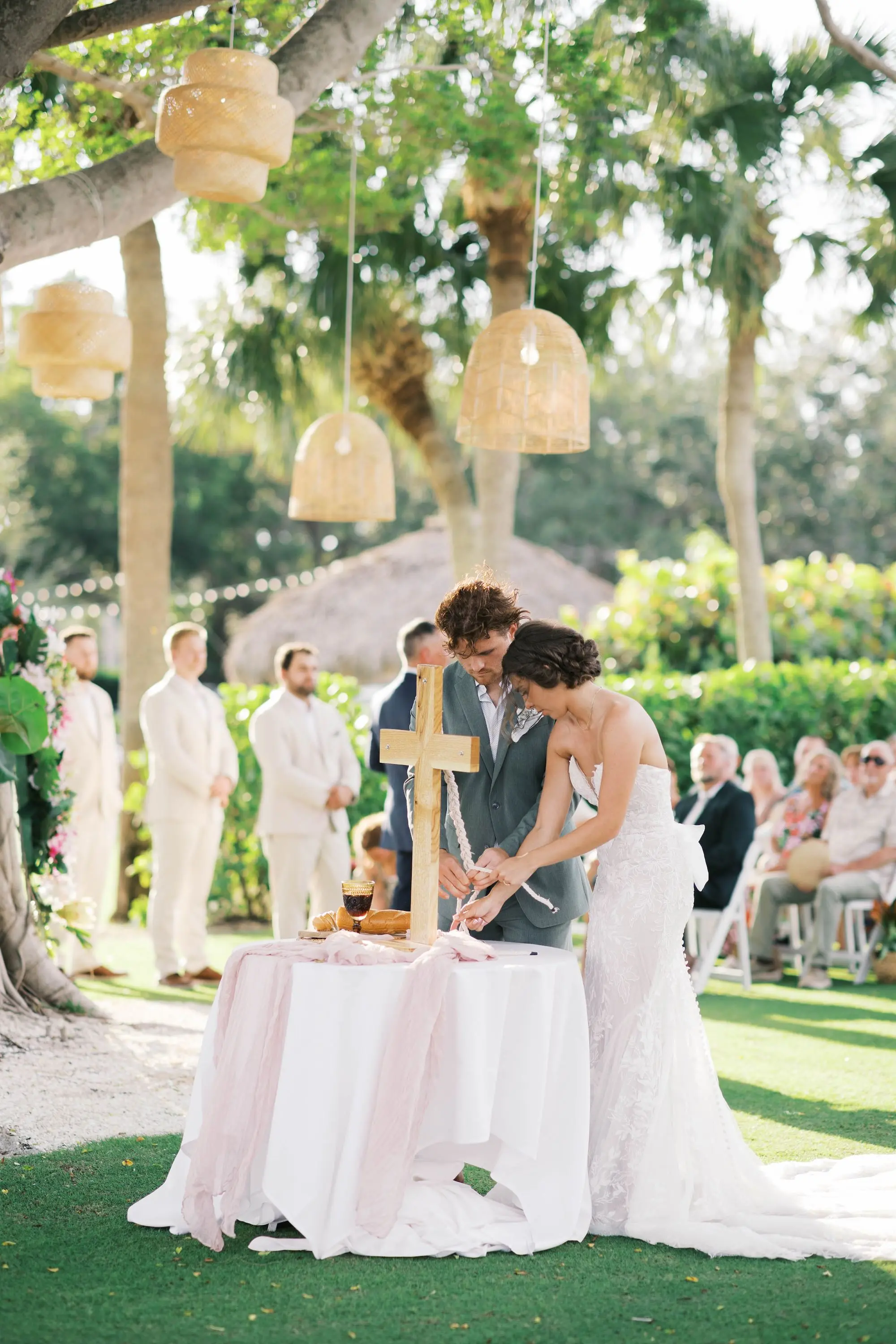Bride and Groom Unity Cross Wedding Portrait
