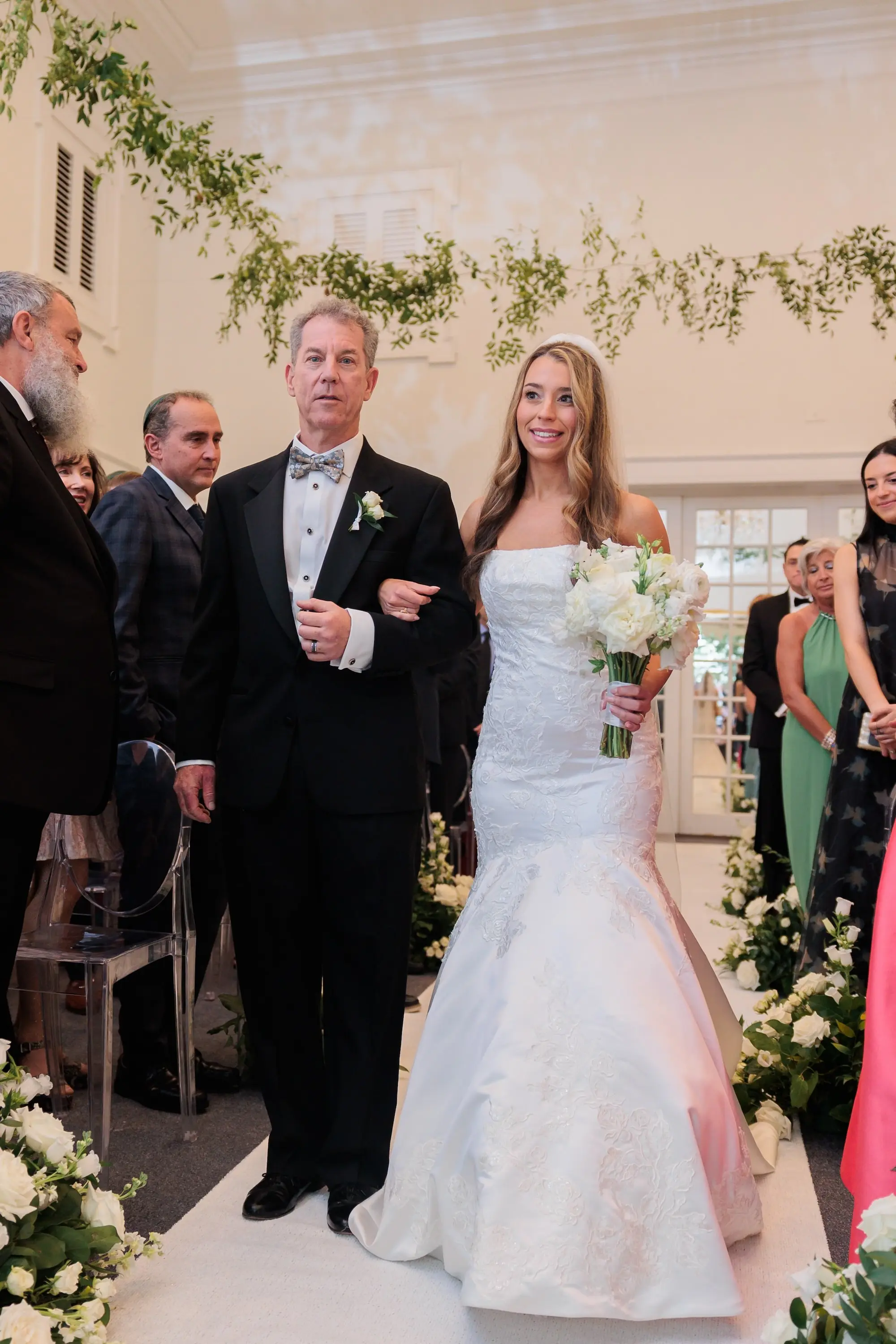 22TImeless Green White and Gold Wedding Inspiration jpg - Timeless Green, White and Gold Wedding | Tampa Yacht and Country Club Bride and Father Walking Down Wedding Aisle