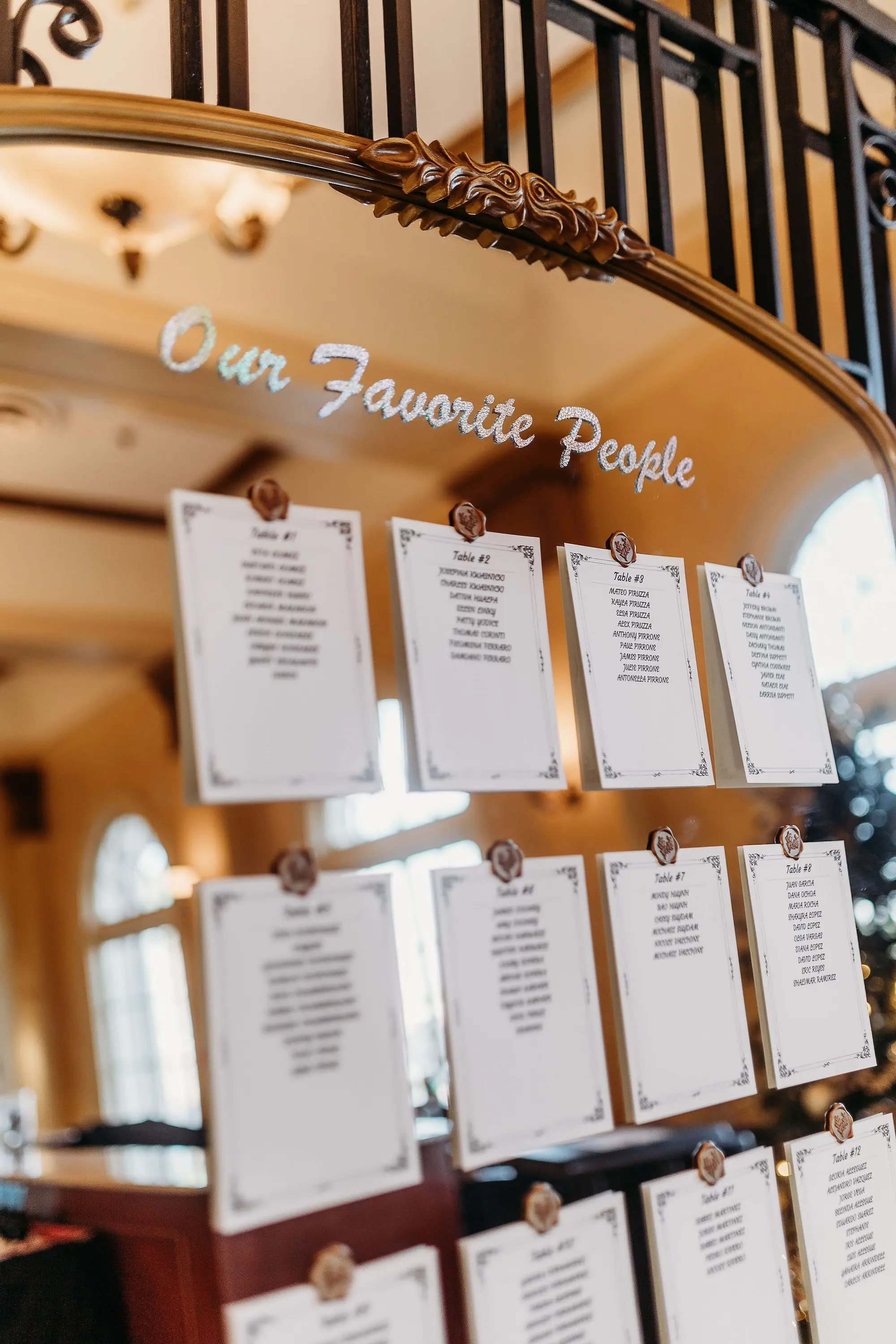 24Classic Gold Italian Inspired Wedding Ideas - Classic, Gold Tampa Wedding | The Italian Club of Tampa Vintage Gold Framed Mirror Wedding Reception Seating Chart Decor Inspiration