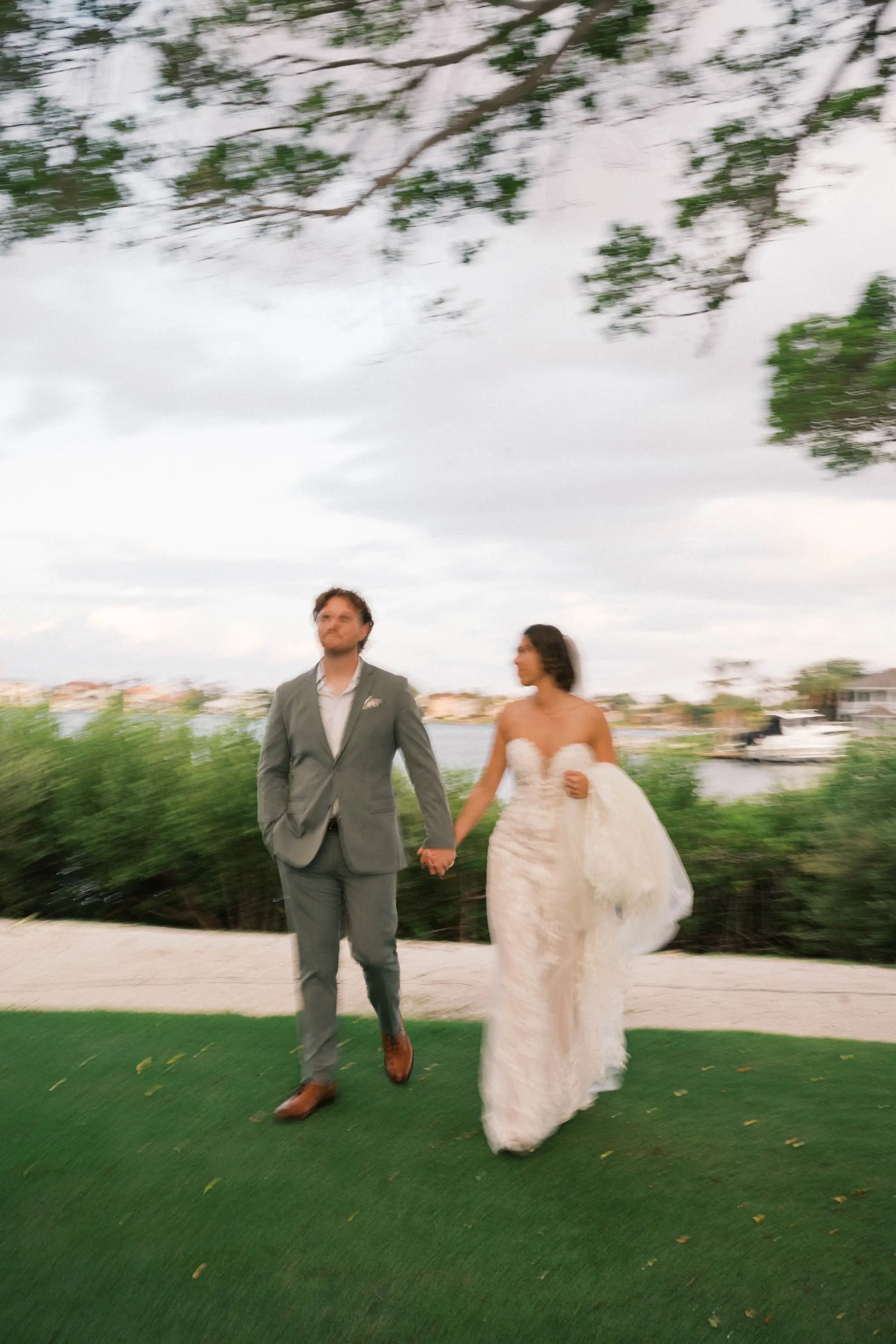 Blurry Bride and Groom Wedding Portrait